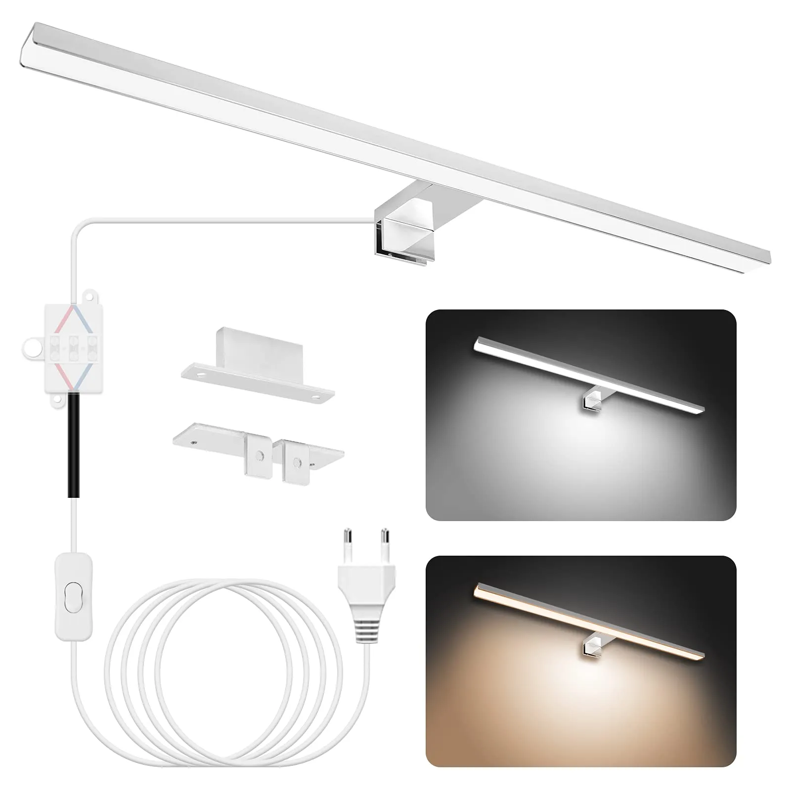 NIORSUN Luce Specchio Bagno LED 15W 60cm Doppia Temperatura Colore