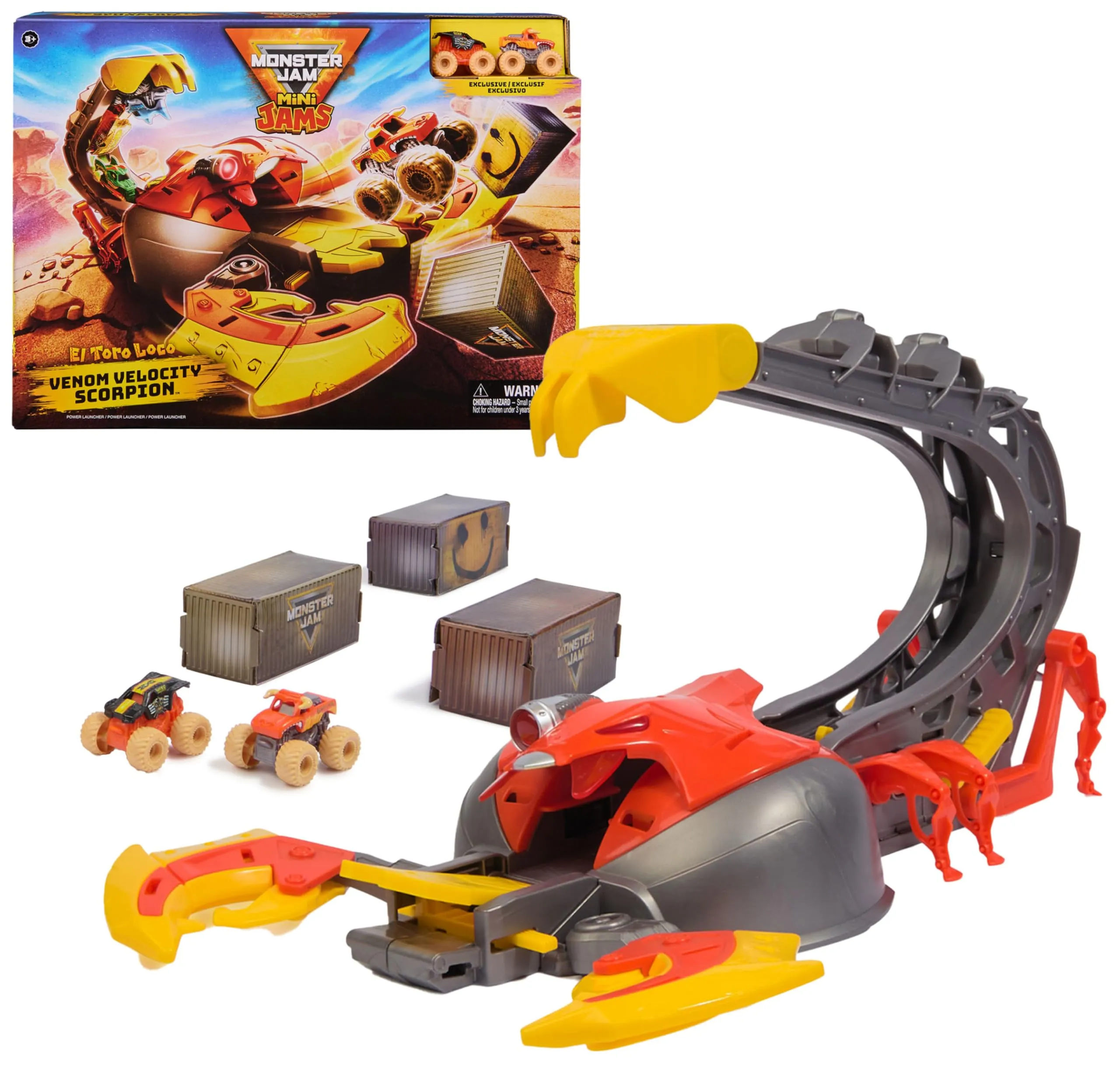 Monster Jam, Set di Gioco El Toro Loco Venom Velocity Scorpion, Mini Jams