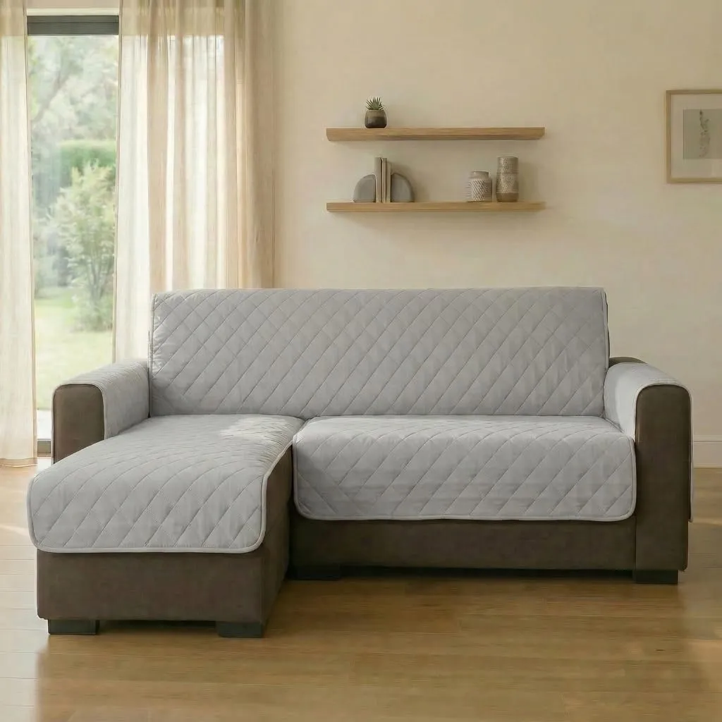 INTRECCI Copridivano 2 Posti con Penisola Grigio Chiaro