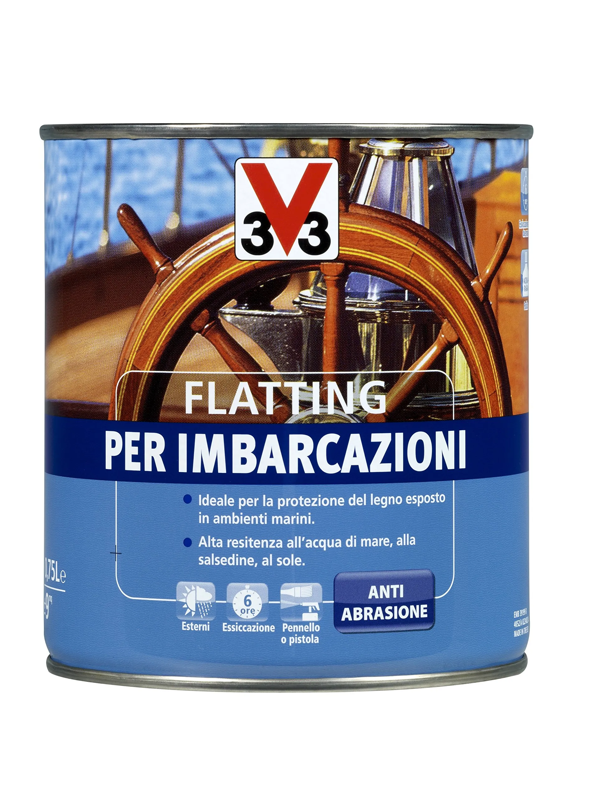 V33 Flatting a Solvente Anti-Abrasione, Alta Resistenza All'Acqua di Mare, Salsedine e Sole 2500 ml