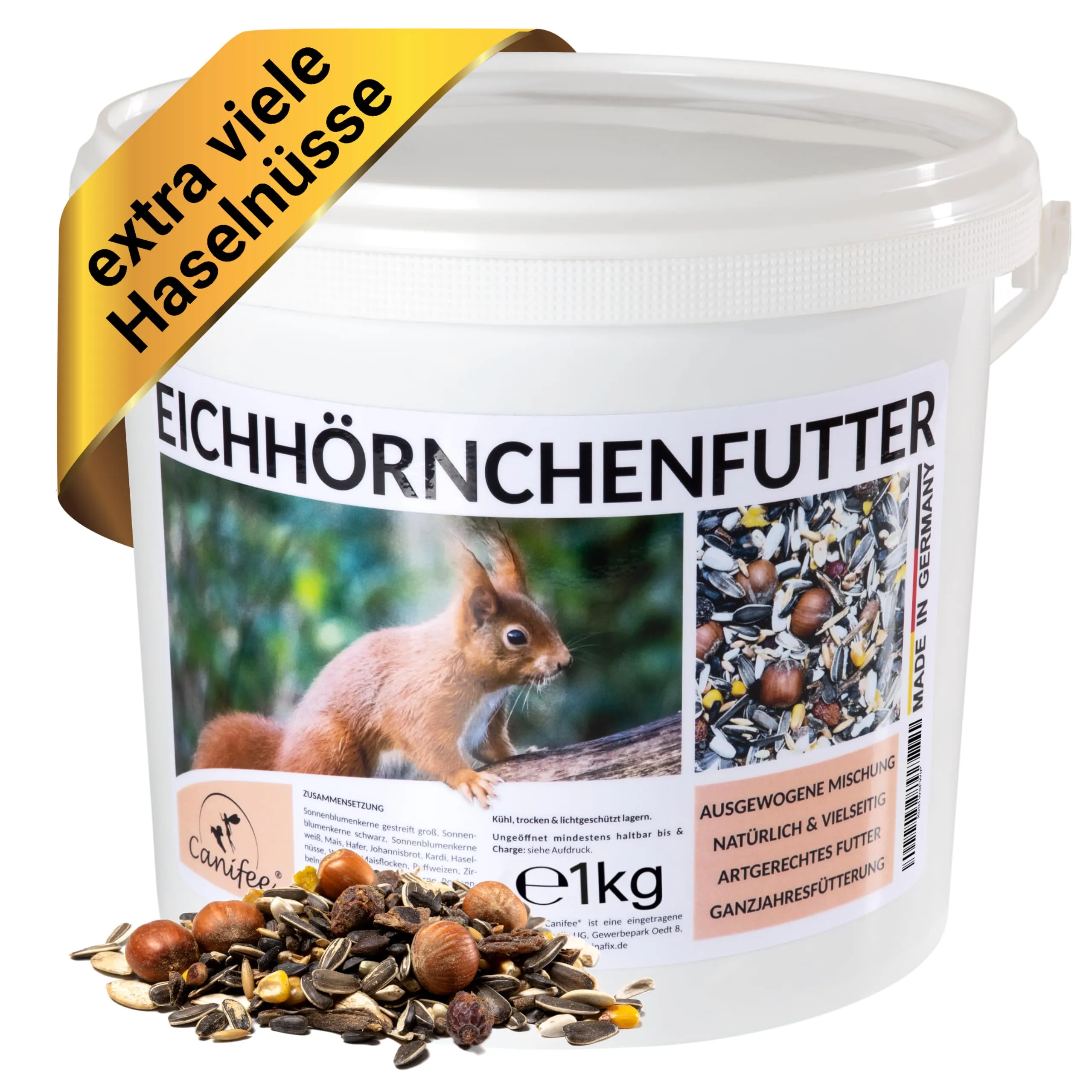 Canifee Mangime per Scoiattoli - Miscela Premium con Nocciole, 1kg