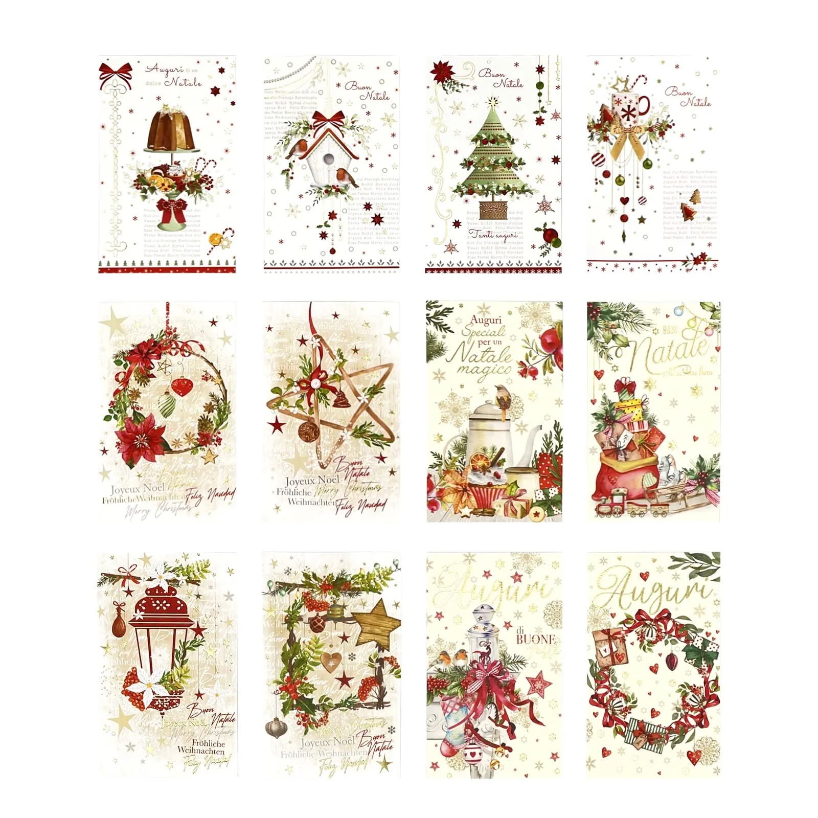 ARKRAFT Set da 24 Pezzi Biglietto Natalizio Italiano Auguri Natale (C)