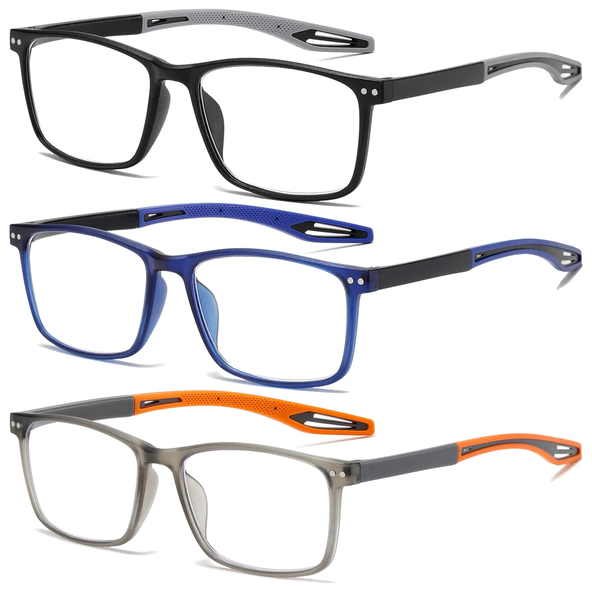 ZXYOO Occhiali da Lettura Uomo 3 Paia con Filtro Luce Blu +1.50