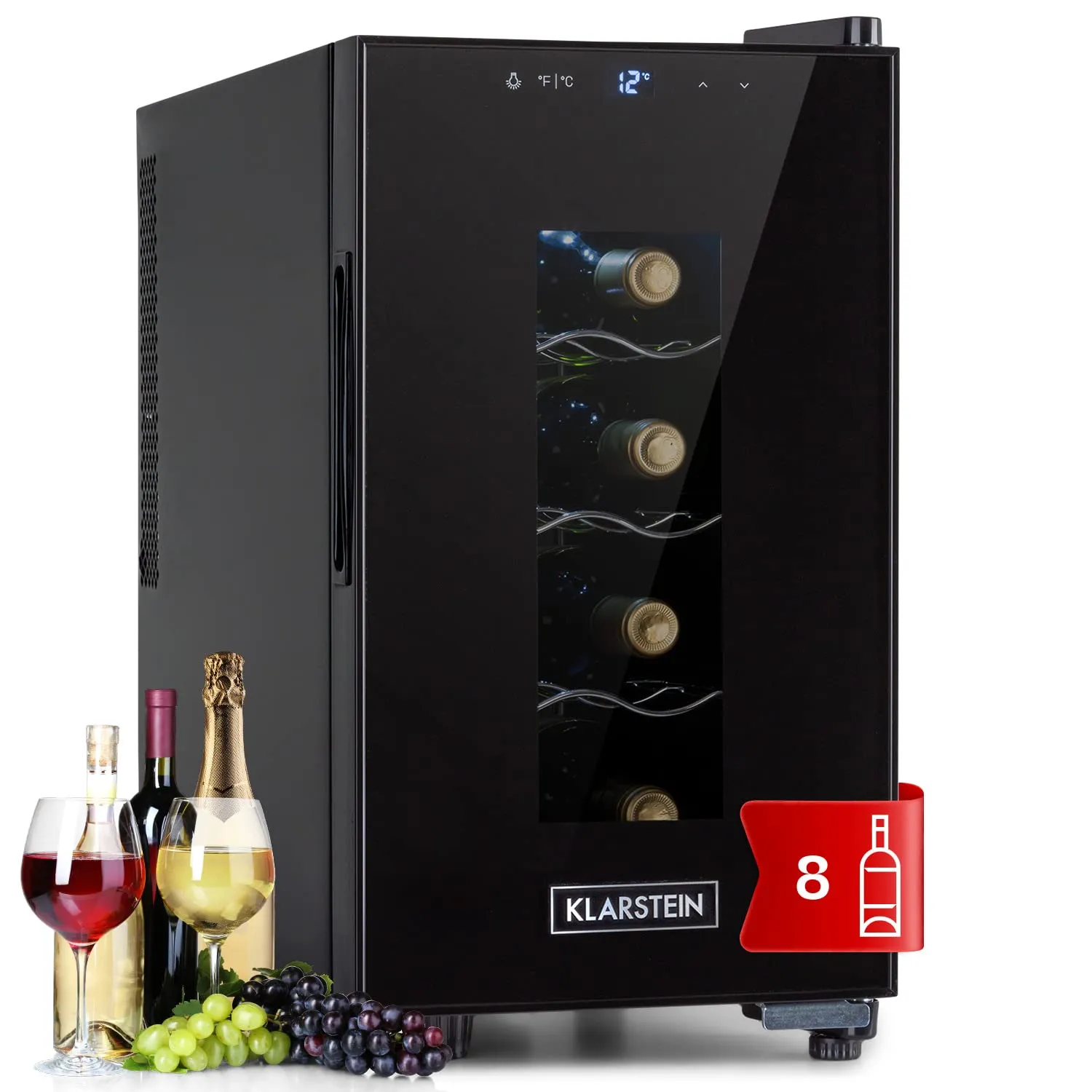 Klarstein Cantinetta Vino Refrigerata 8 Bottiglie, Acciaio Inox