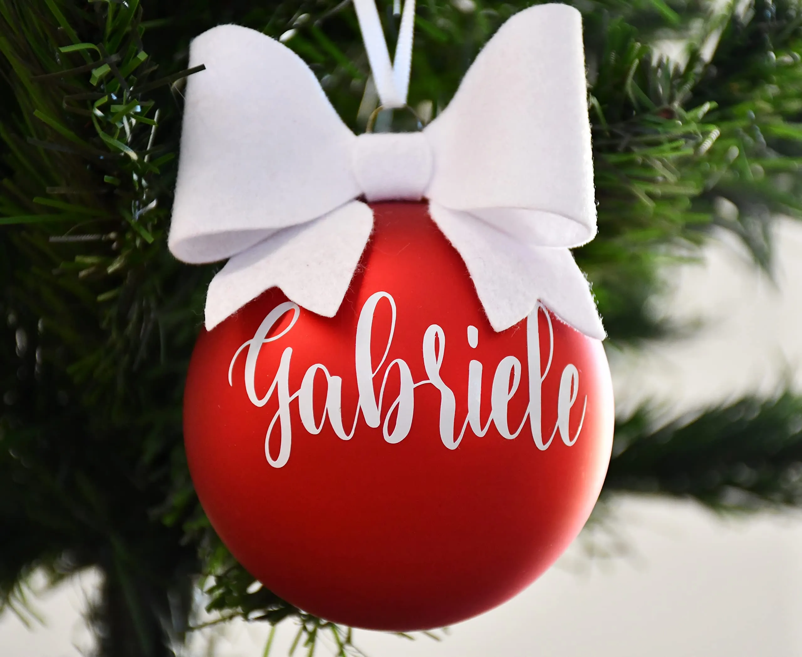 Palla di Natale Personalizzata in Vetro Soffiato Rosso - Artigianato Italiano