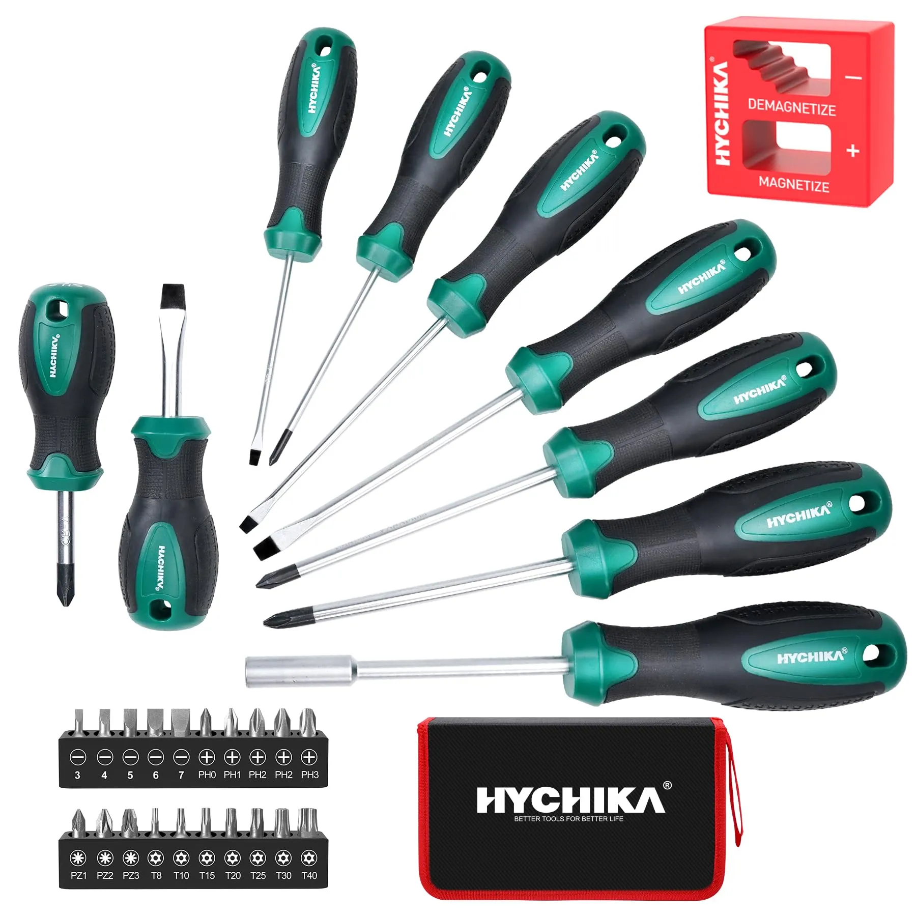 HYCHIKA 30 Pezzi Set di Cacciaviti Professionali con Borsa Portaoggetti