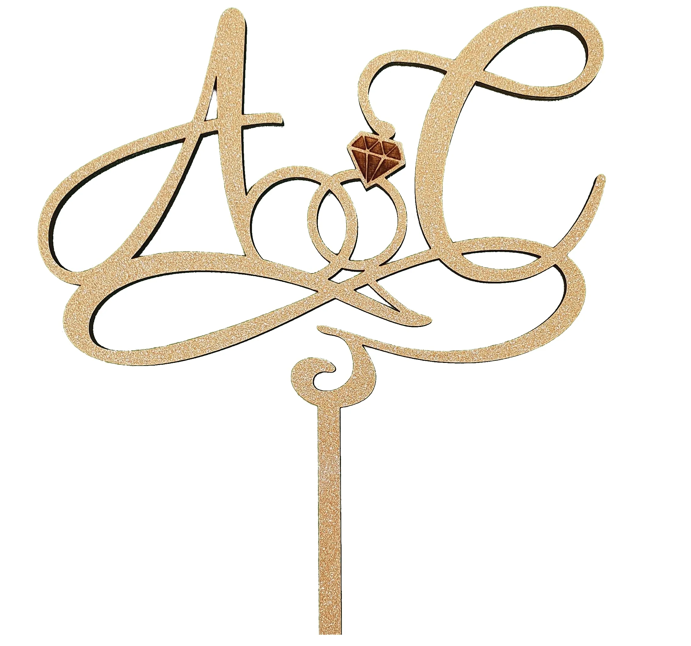 Cake Topper Personalizzato con Iniziali per Torta Nuziale o Anniversario