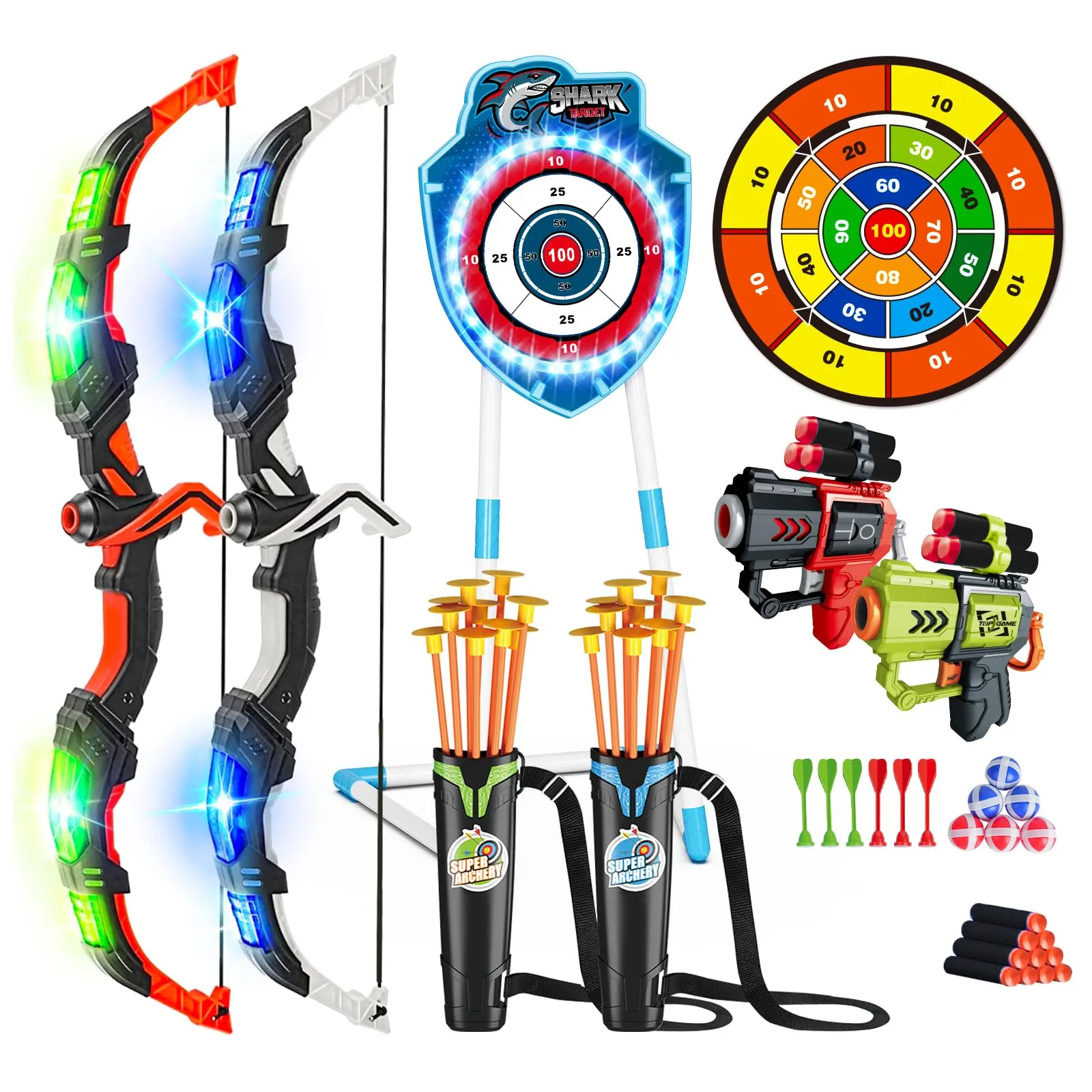 VATOS Set Arco e Frecce Luminoso 4 in 1 per Bambini