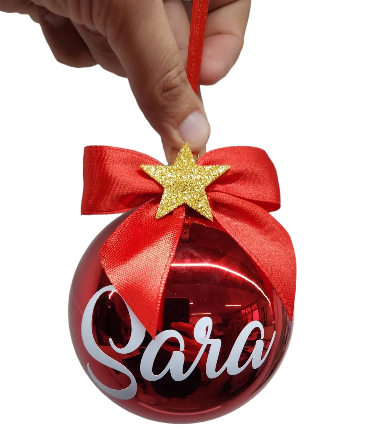 Palla di Natale in Vetro Rossa Personalizzata 10cm