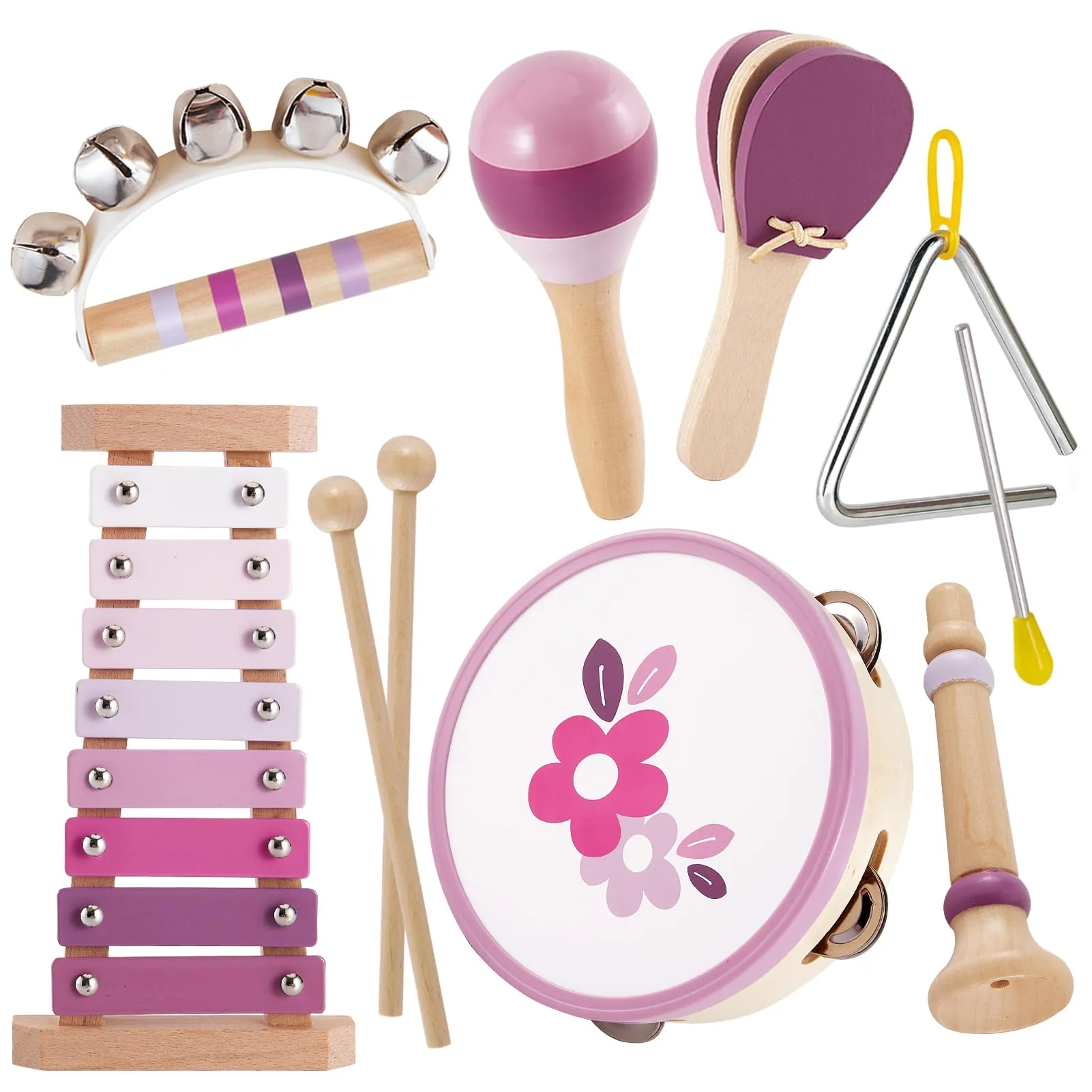BUYGER Strumenti Musicali per Bambini: Set di Percussioni in Legno Montessori