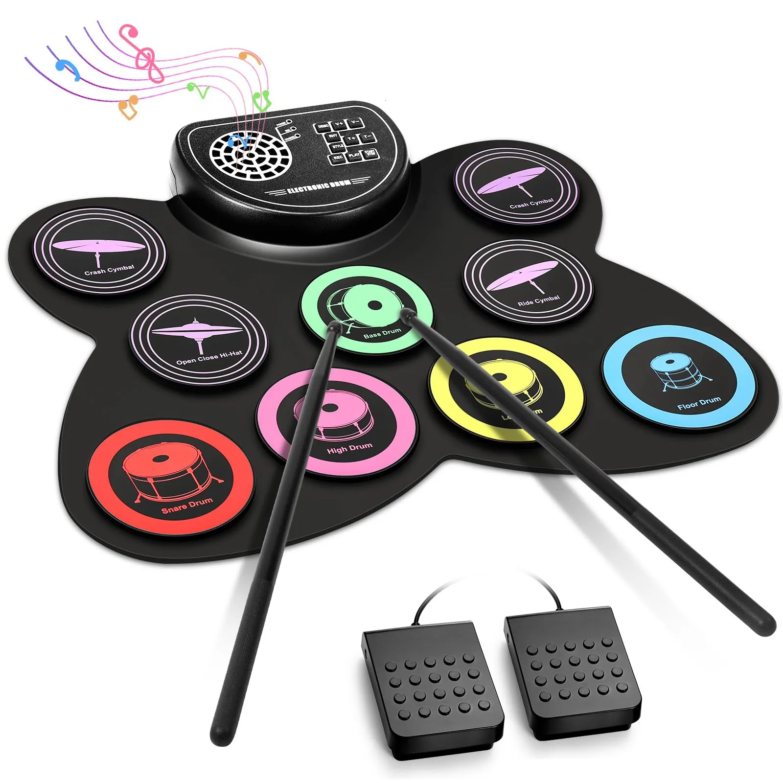 Anpro Batteria Elettrica Portatile 9 Pads con Altoparlante Incorporato