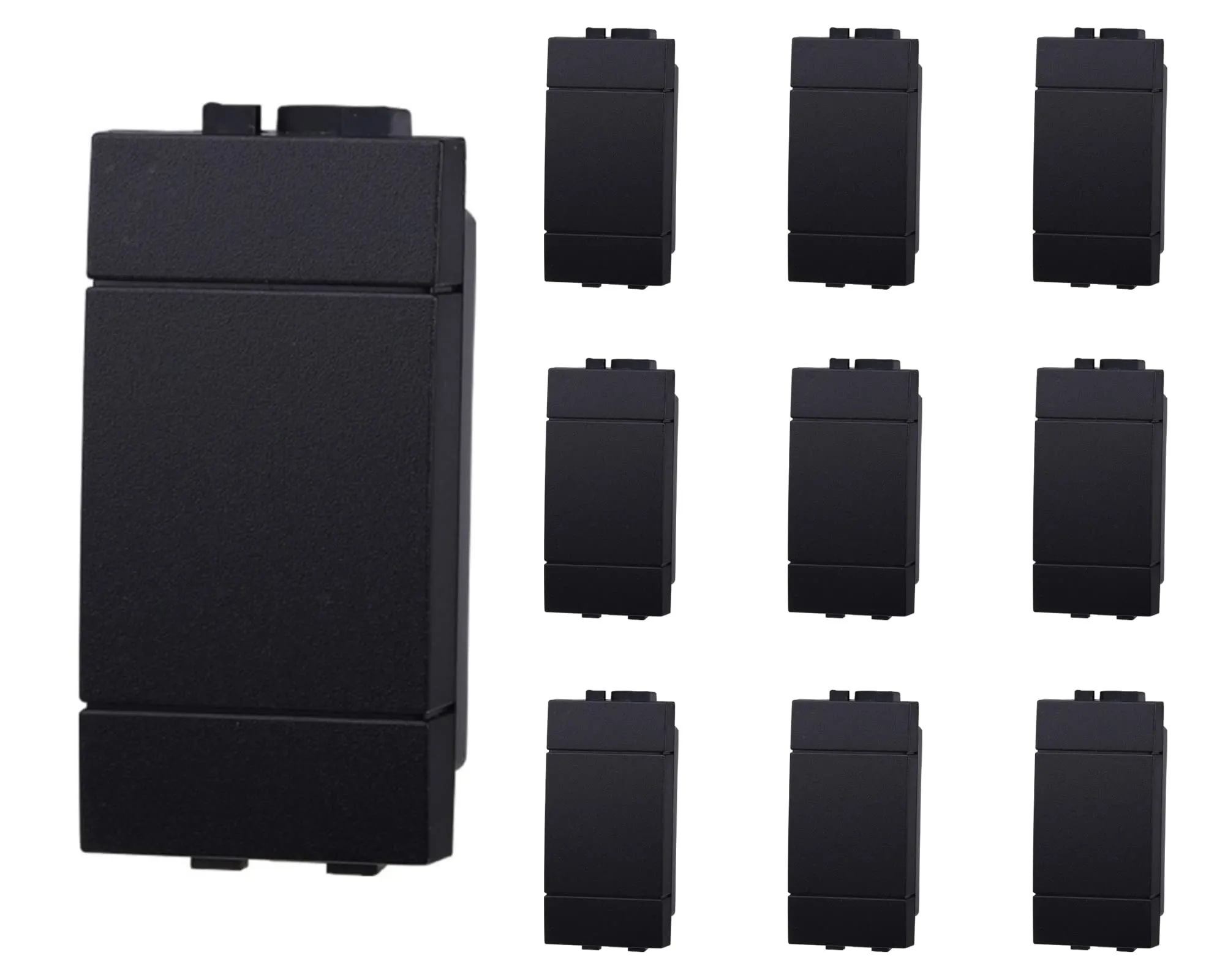 Set di 10 Copriforo Falso Polo Compatibili con Bticino Living Light (Nero)