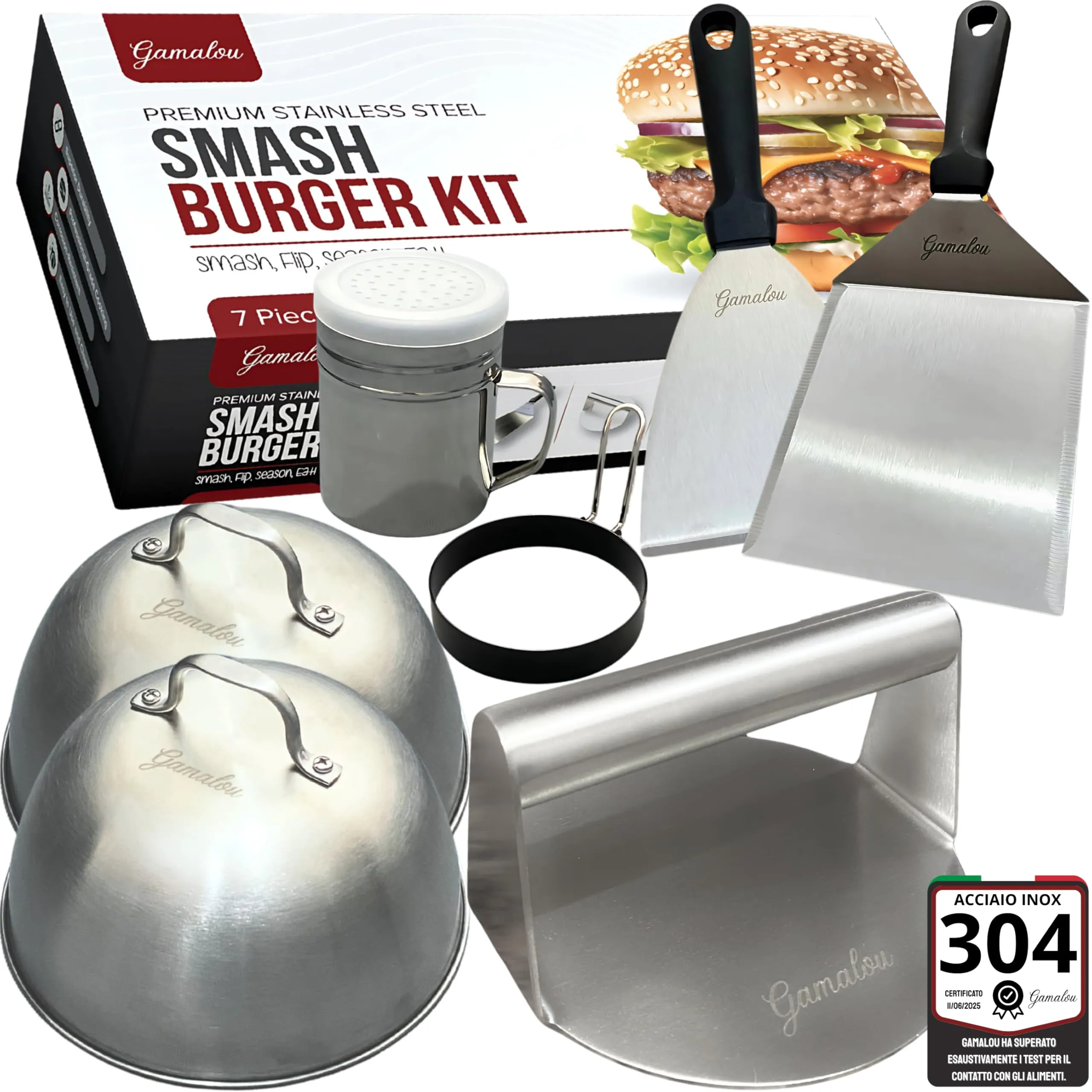 Gamalou® Kit Professionale Smash Burger in Acciaio Inox
