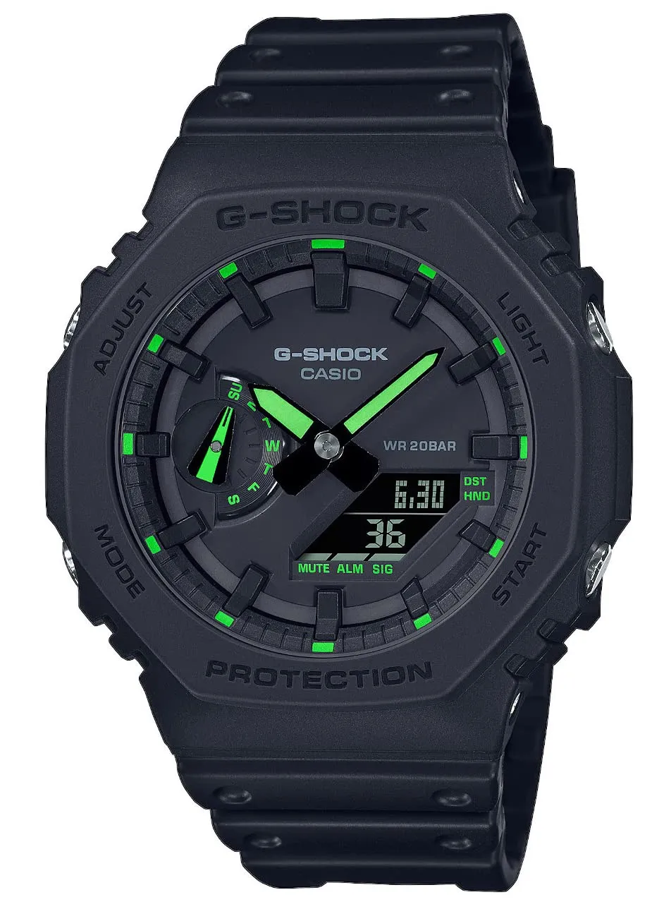 Casio G-Shock GA-2100-1A3ER Orologio Uomo Carbon Core Guard Nero/Verde
