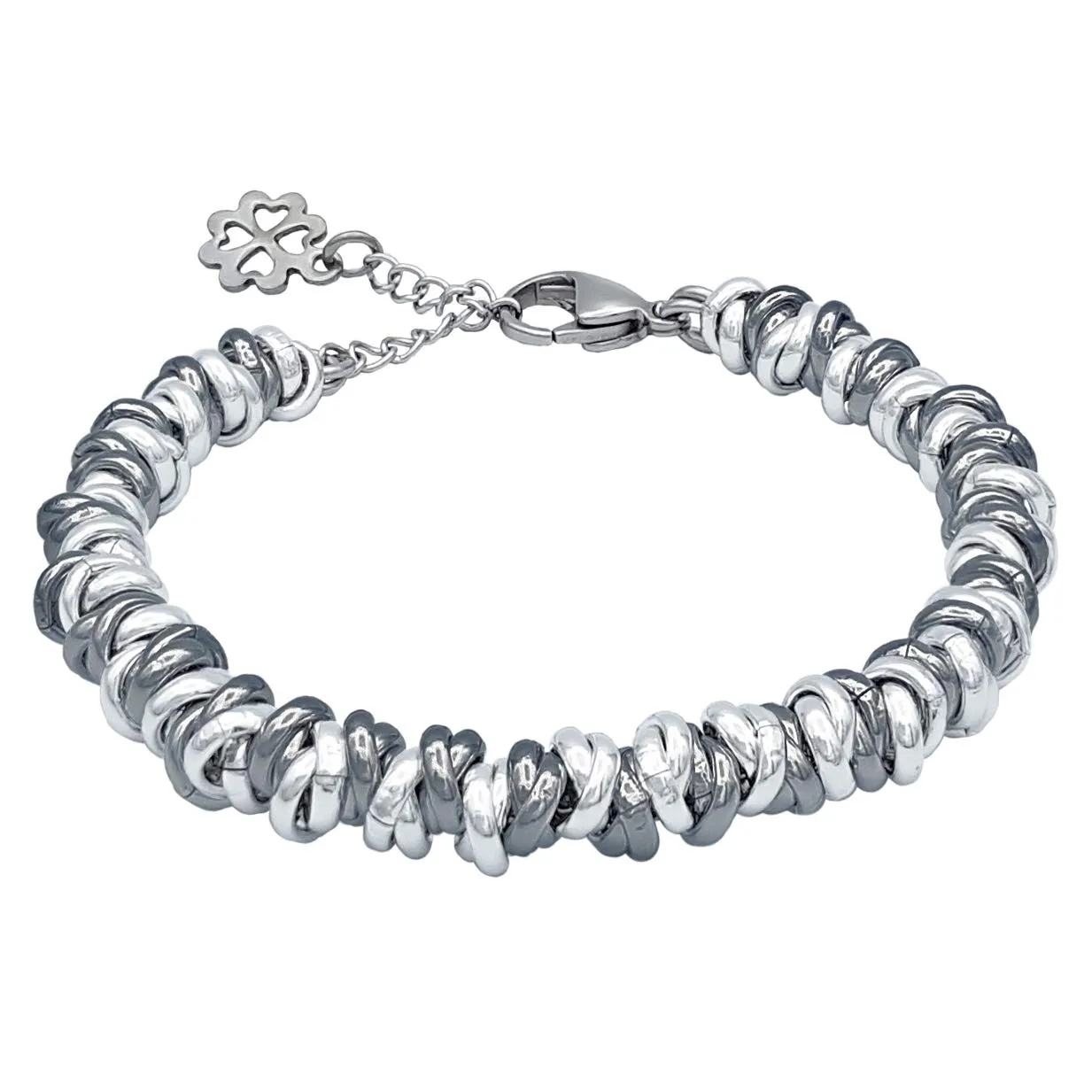 Bracciale Regolabile ParticolarModa con Charm Quadrifoglio Portafortuna