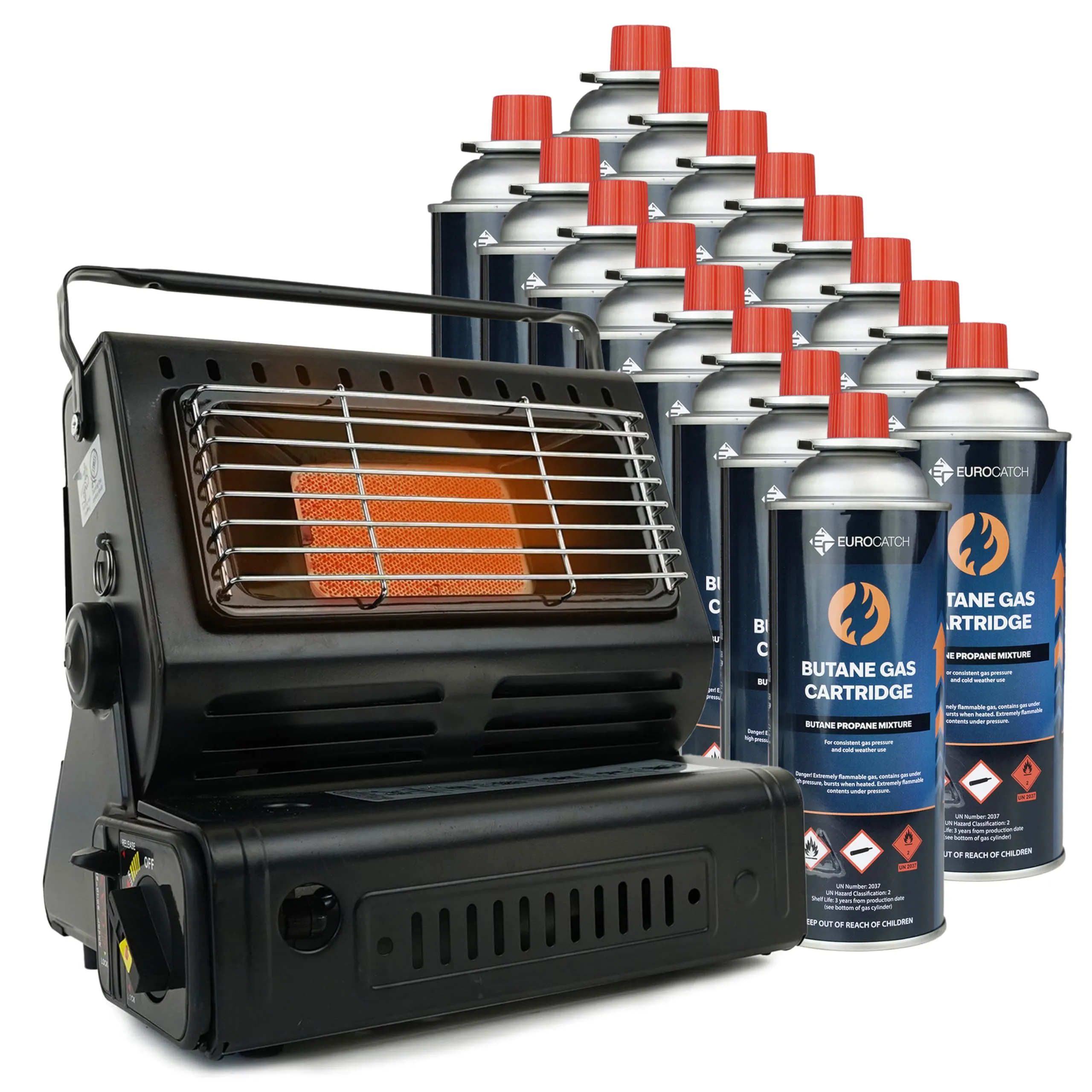 Eurocatch Stufa a Gas Portatile con 16 Cartucce di Butano Incluse