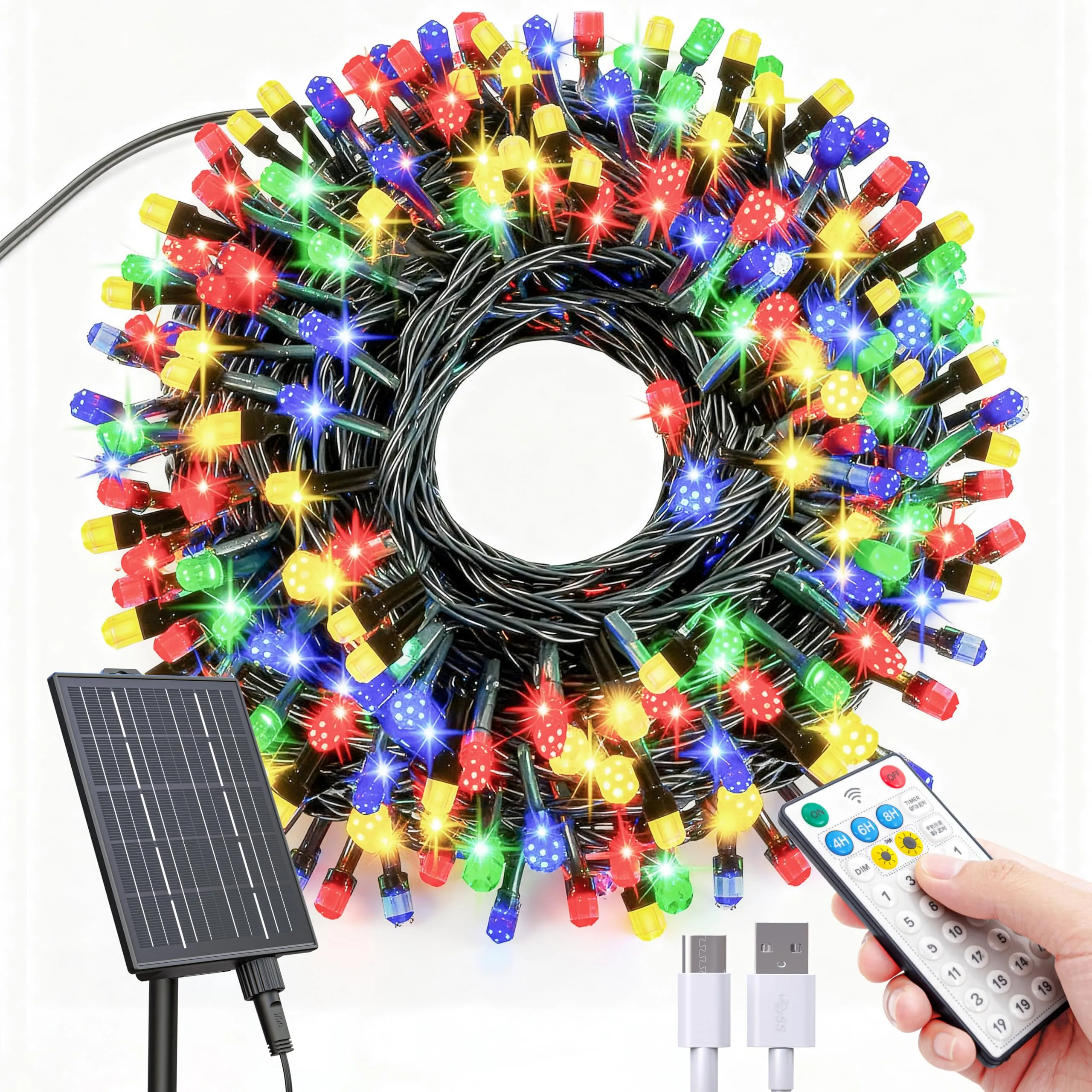 Catena di luci solari per esterni 400 LED 42m