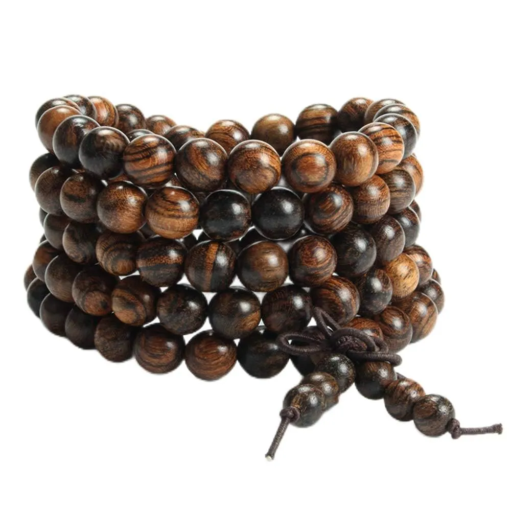 Bracciale Rosario Tibetano Buddista in Perle di Legno da 8mm