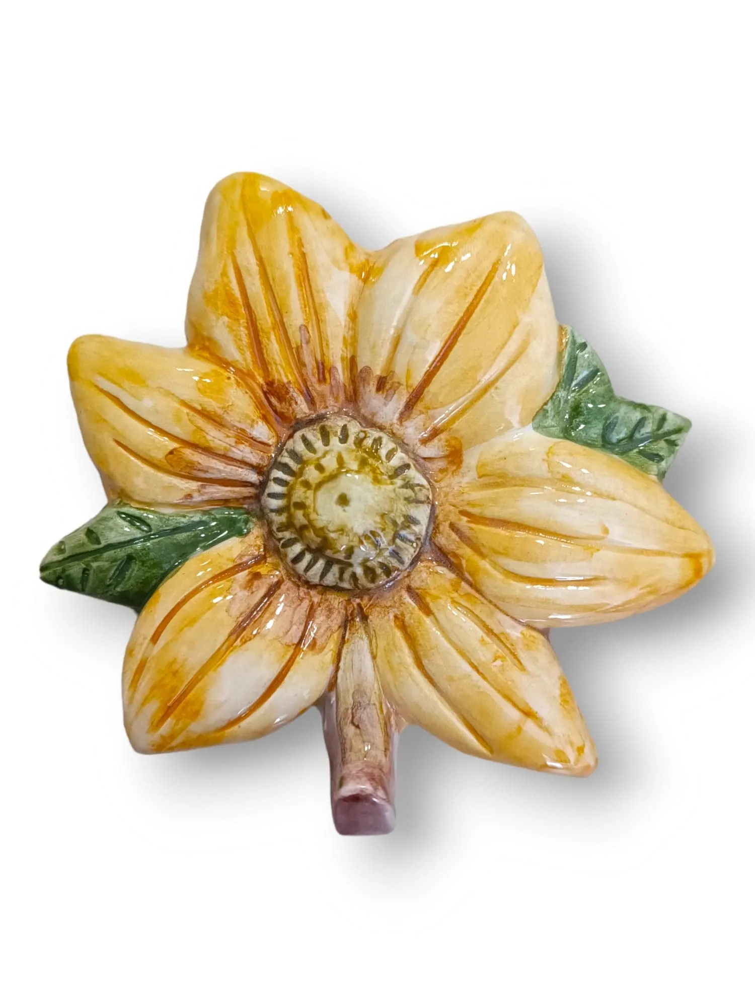 Gancio per strofinacci da cucina Girasoli Handmade Le Ceramiche del Castello Made in Italy dim. 12 x 13