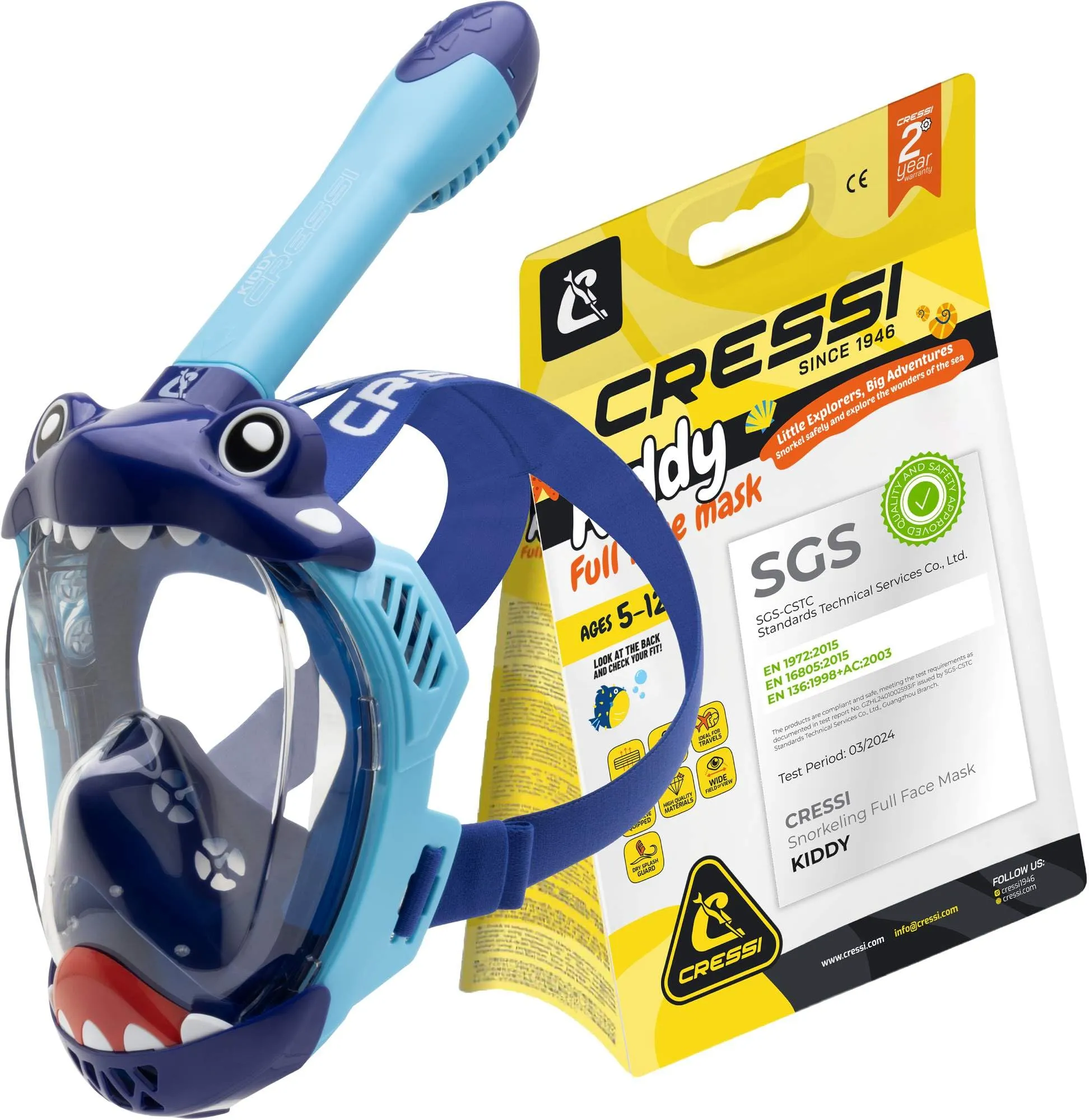 CRESSI Kiddy Kids Full Face Mask - Maschera Integrale per Bambini
