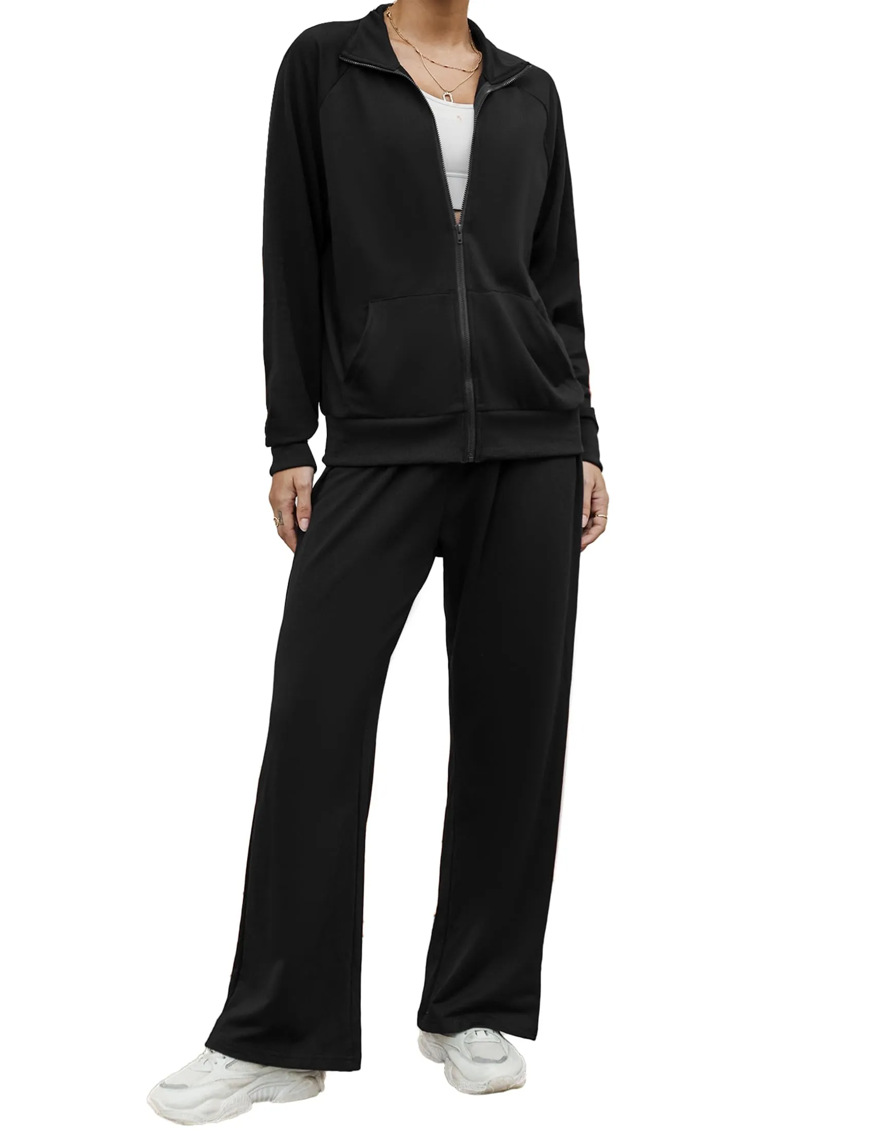 Terecey Tuta Sportiva Donna Felpata Invernale Nera