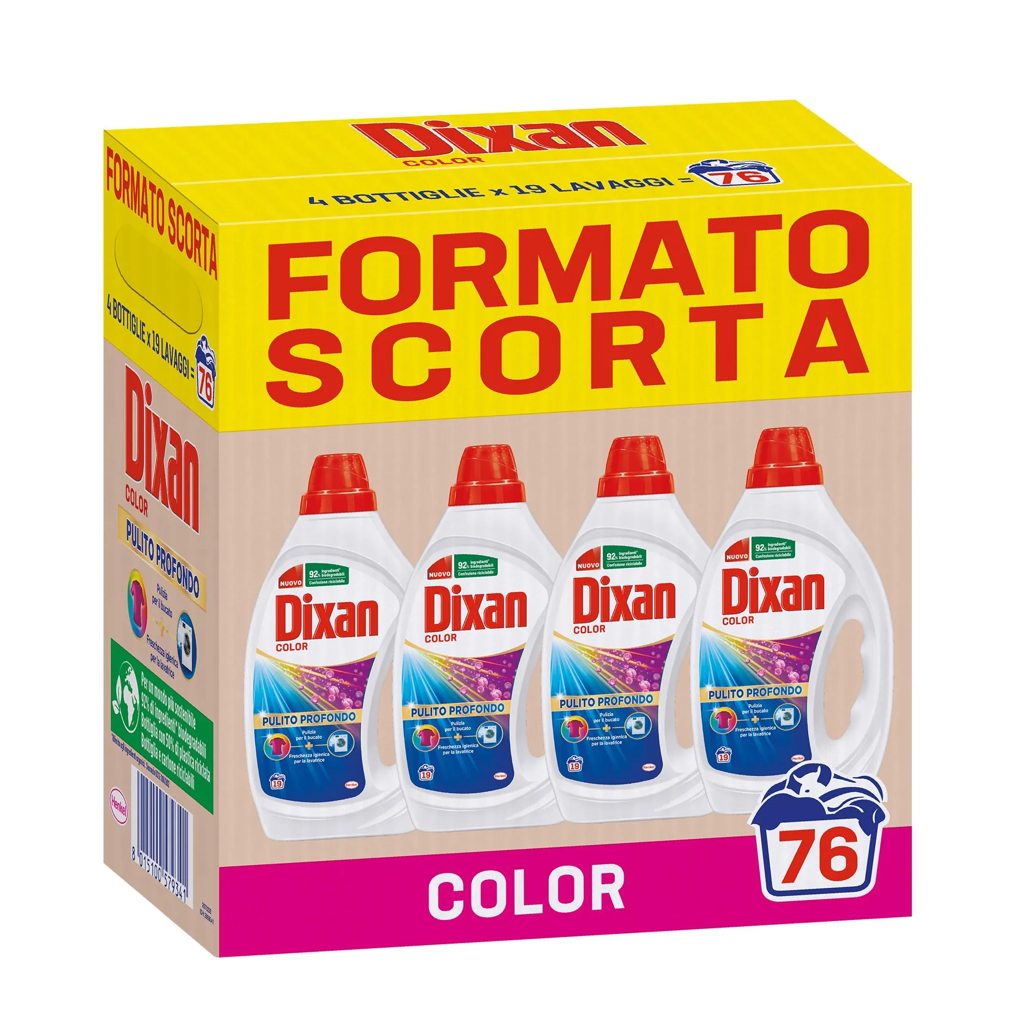 Dixan Liquido Color - Formato Scorta (4x19 Lavaggi)
