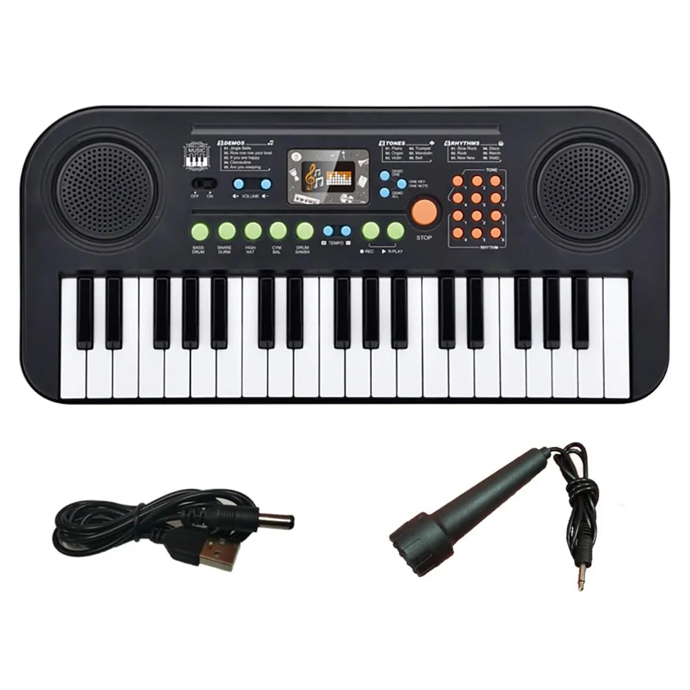 Pianola Elettrica 37 Tasti con Microfono per Bambini e Principianti
