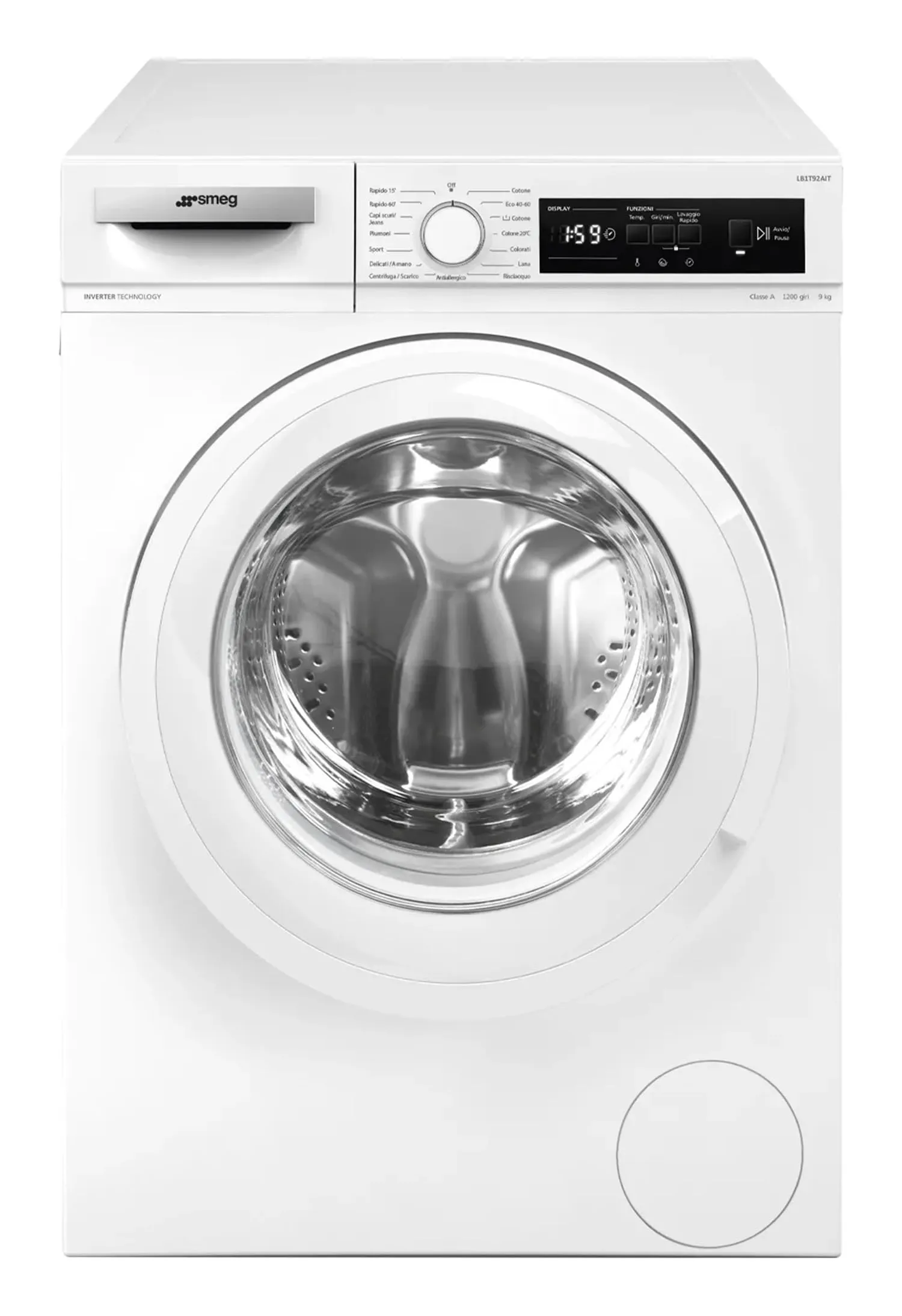 Smeg LB1T92AIT Lavatrice 9 kg, Carica Frontale, 1200 giri, Colore Bianco, Classe energetica A