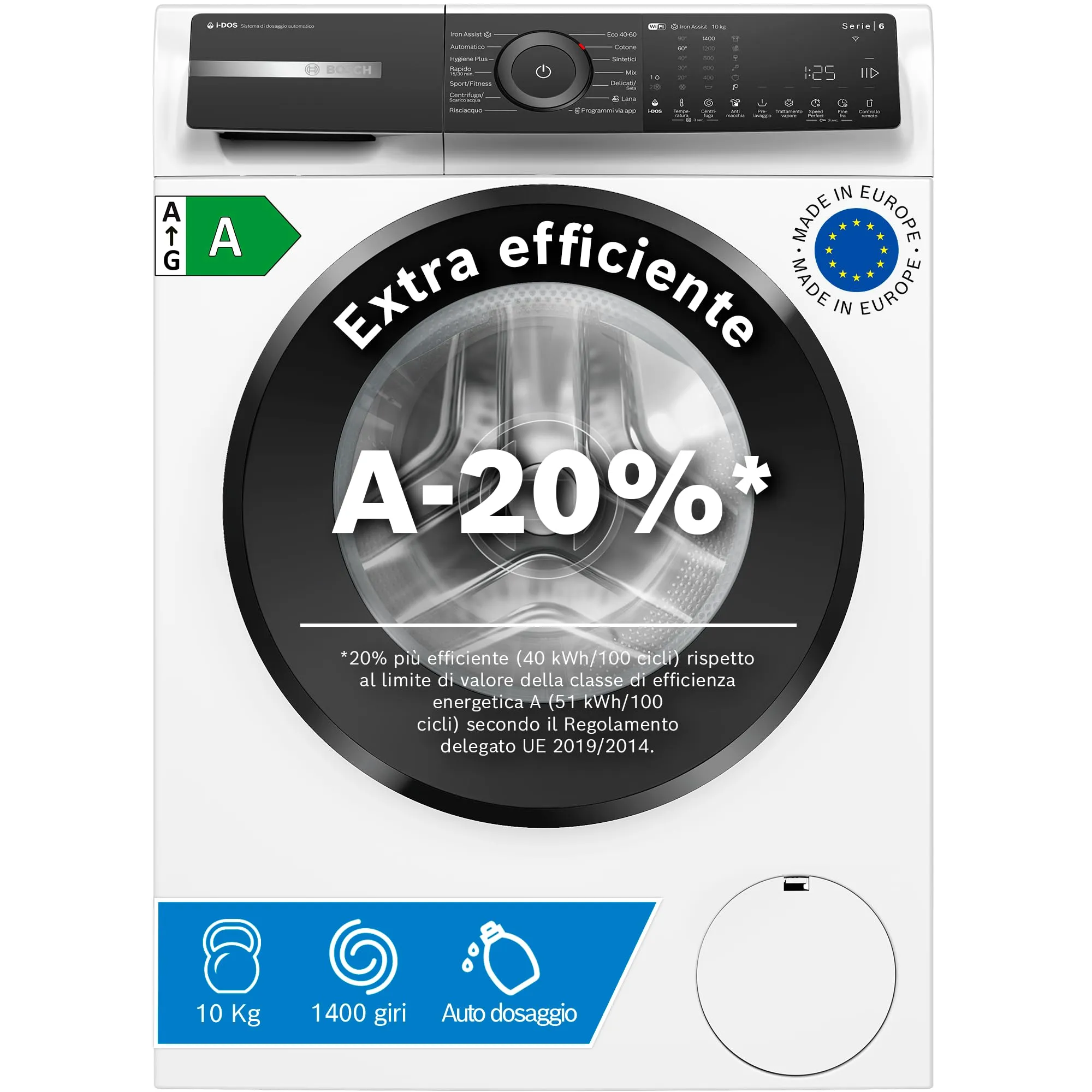 Bosch WGH254A0IT Serie 6 Lavatrice a Carica Frontale 10 kg