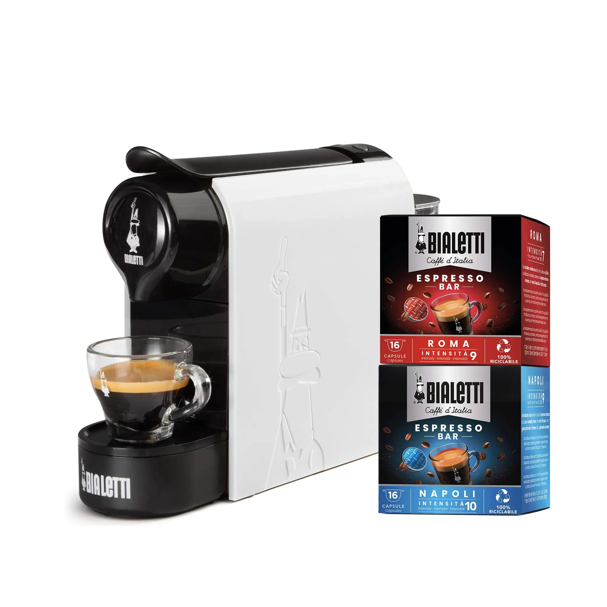 Bialetti Gioia Macchina Caffè Espresso con 32 Capsule - Bianco