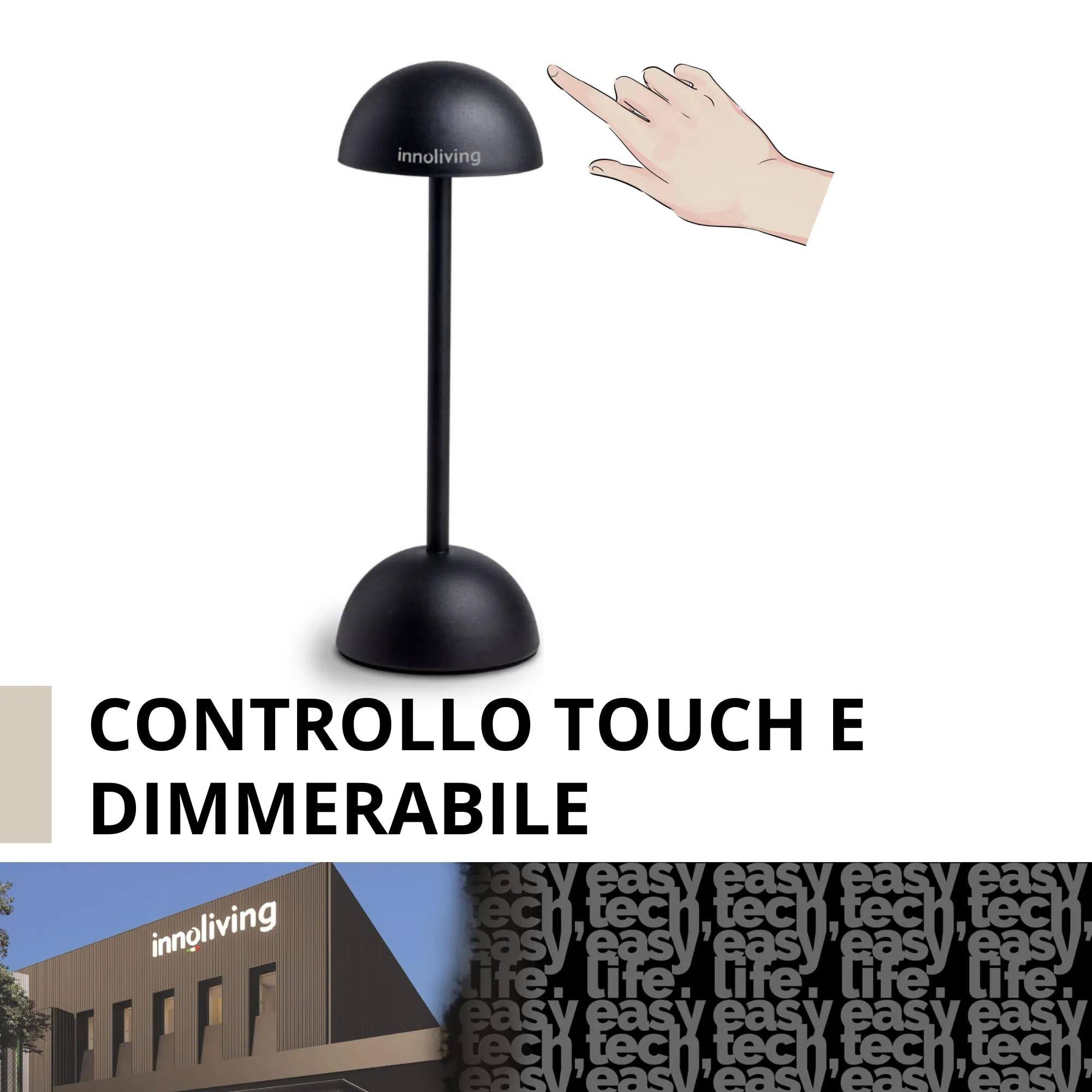Innoliving Lampada LED INN-293 Ricaricabile da Tavolo