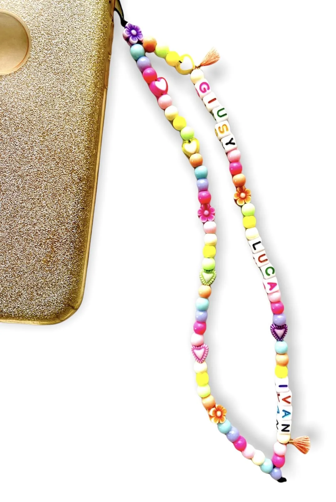 Phone Strap con Perline e Nome Personalizzato