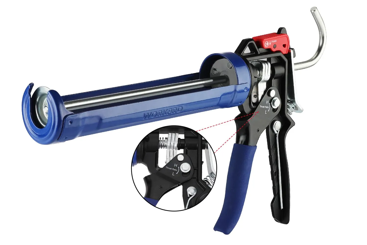 WORKPRO Pistola per Silicone Professionale con Doppia Funzione Anti-Goccia e Rotazione 360°