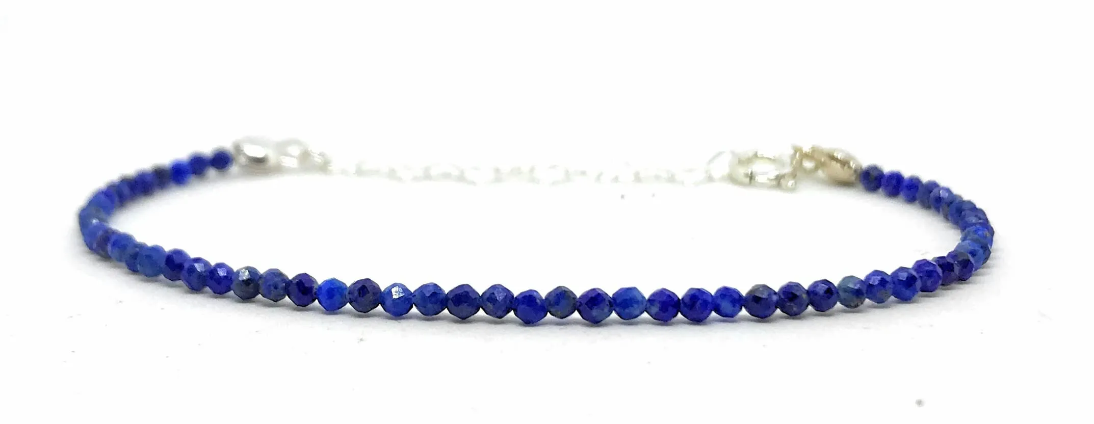 Bracciale Lapislazzuli 2mm e Argento Sterling Regolabile