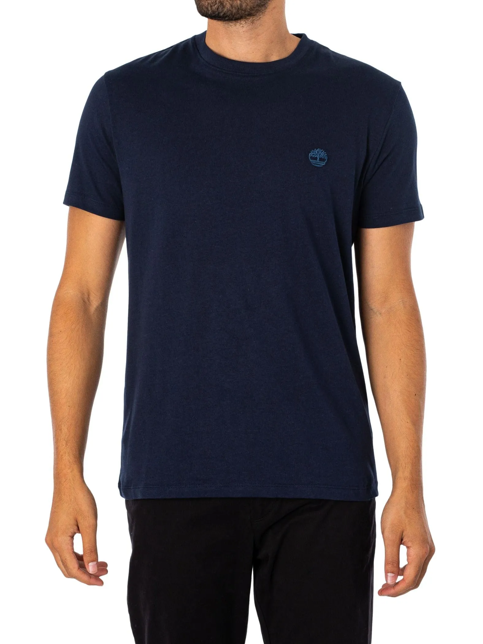 Timberland T-Shirt Uomo Logo Ricamato Slim Fit Blu