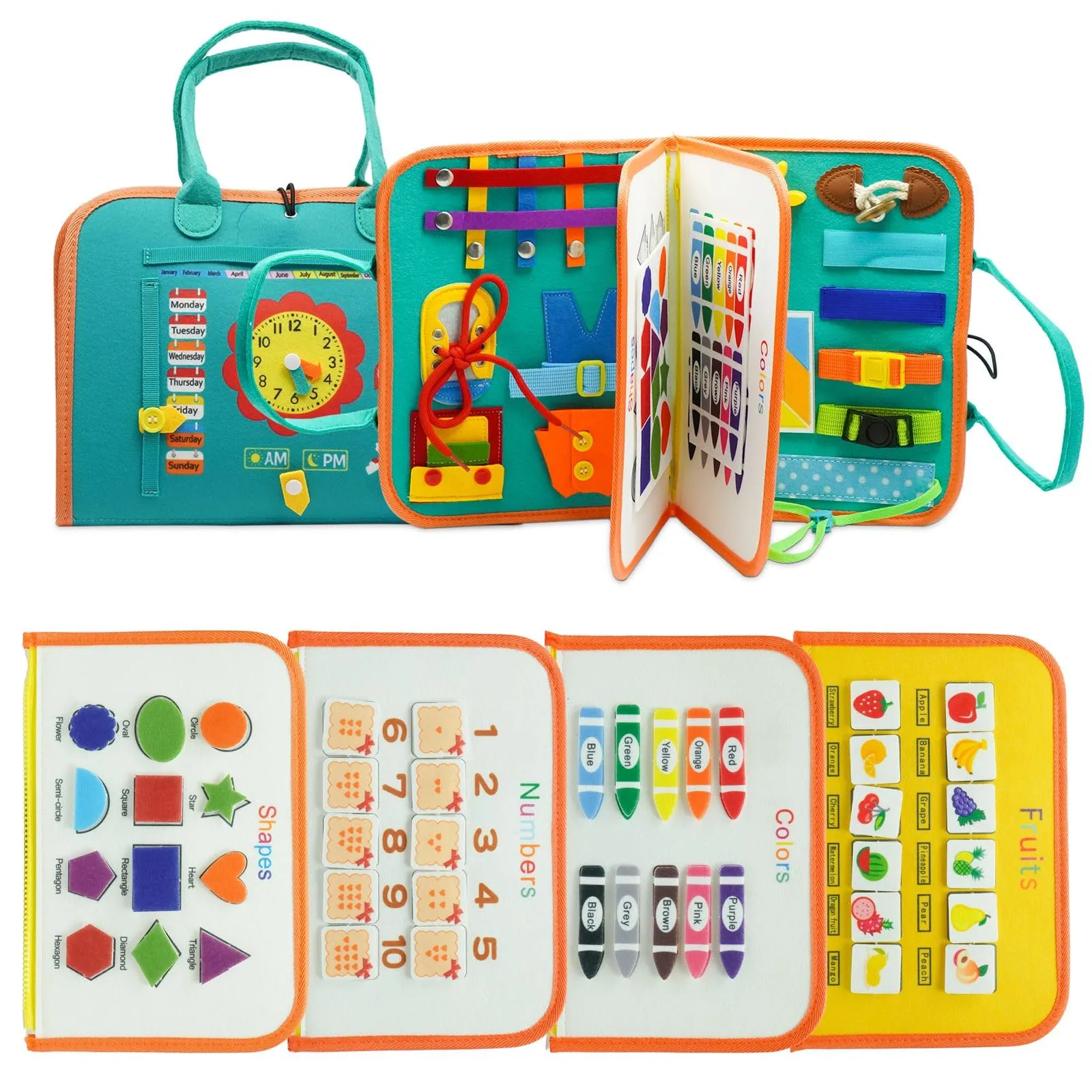 Lulua Giochi Montessori 1 Anno, Busy Board di Feltro, Pannello Sensoriale