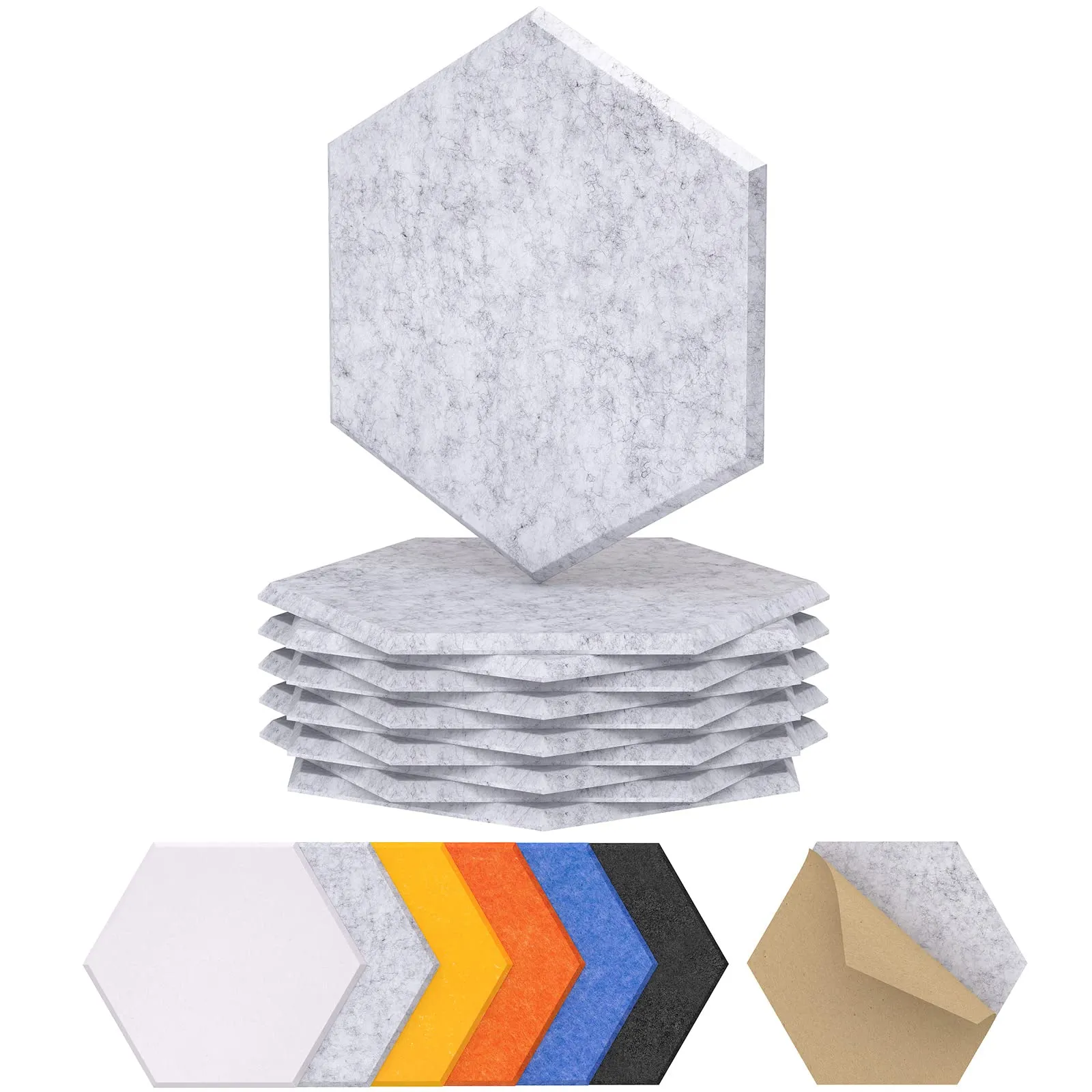 TONOR 12 Pacchetti di Pannelli Acustici Esagonali, 30x26x1cm Pannelli Fonoassorbenti ad Alta Densità con Adesivi Biadesivo, Pannello Acustico, Imbottitura Fonoassorbente per Studio, Ufficio, Grigio