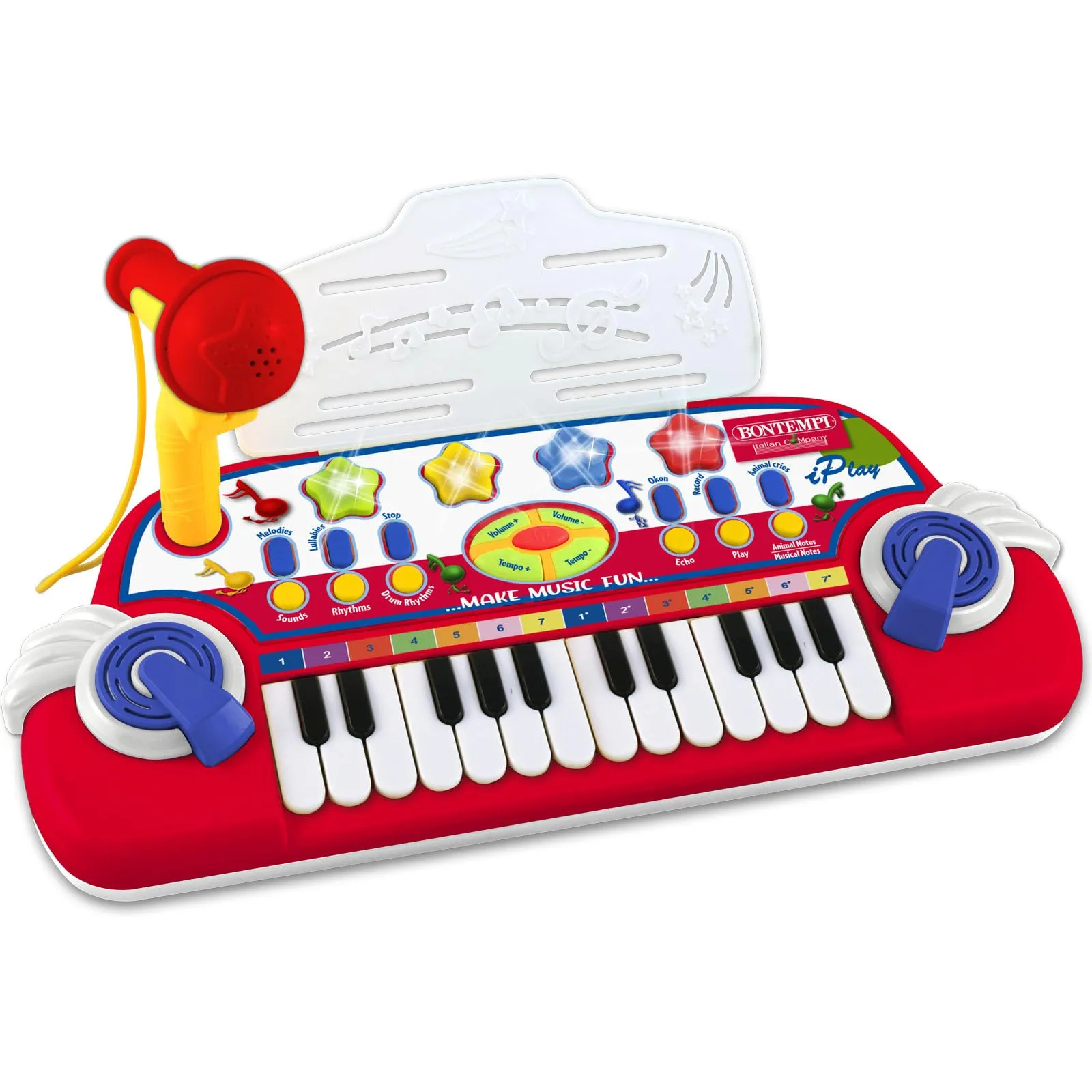 Bontempi MiniKeyFun: Tastiera Giocattolo a 24 Tasti con Microfono e Leggio