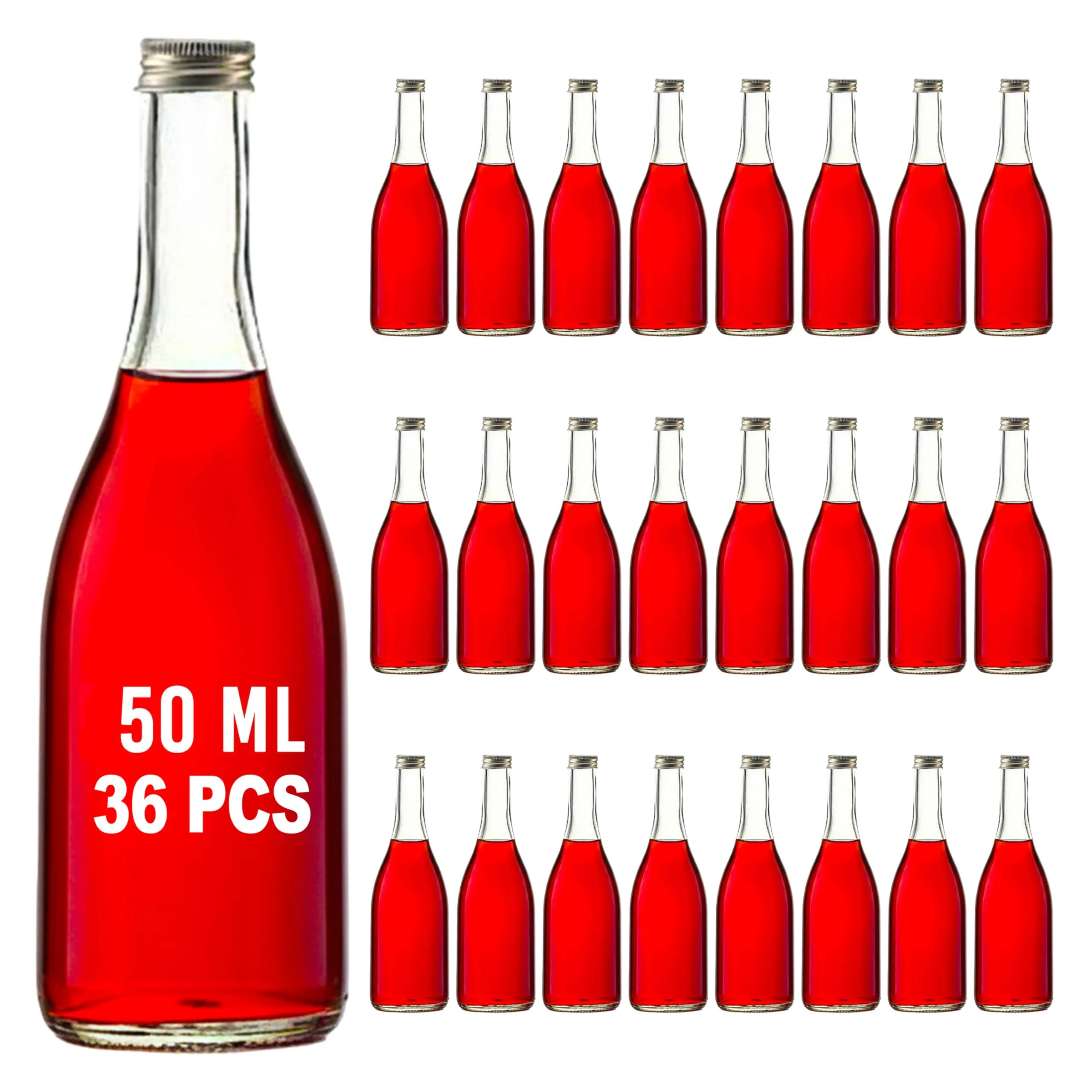 slkfactory - 36 Minibottiglie di Vetro da 50 ml per Liquori e Grappe