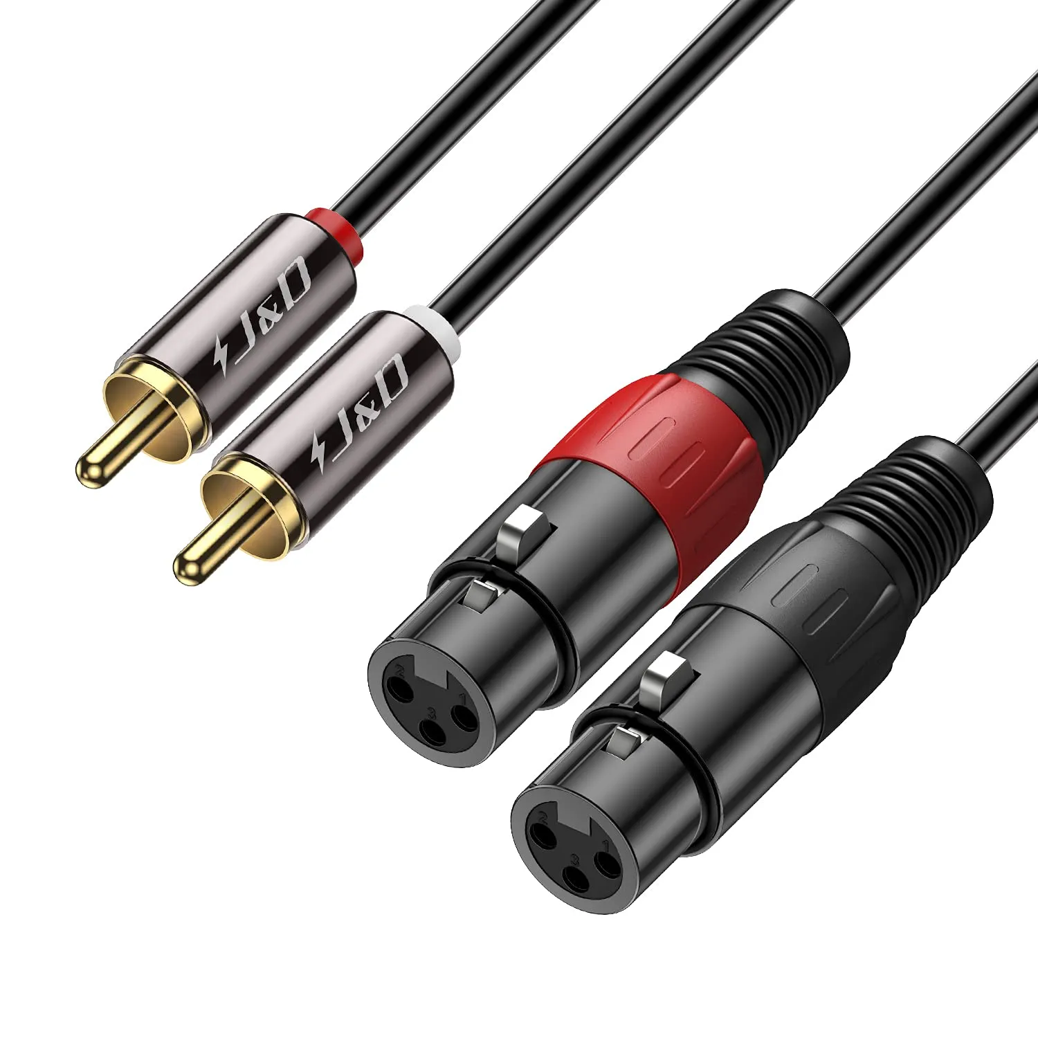Cavo Audio J&D 2 RCA a 2 XLR Femmina Sbilanciato HiFi Stereo
