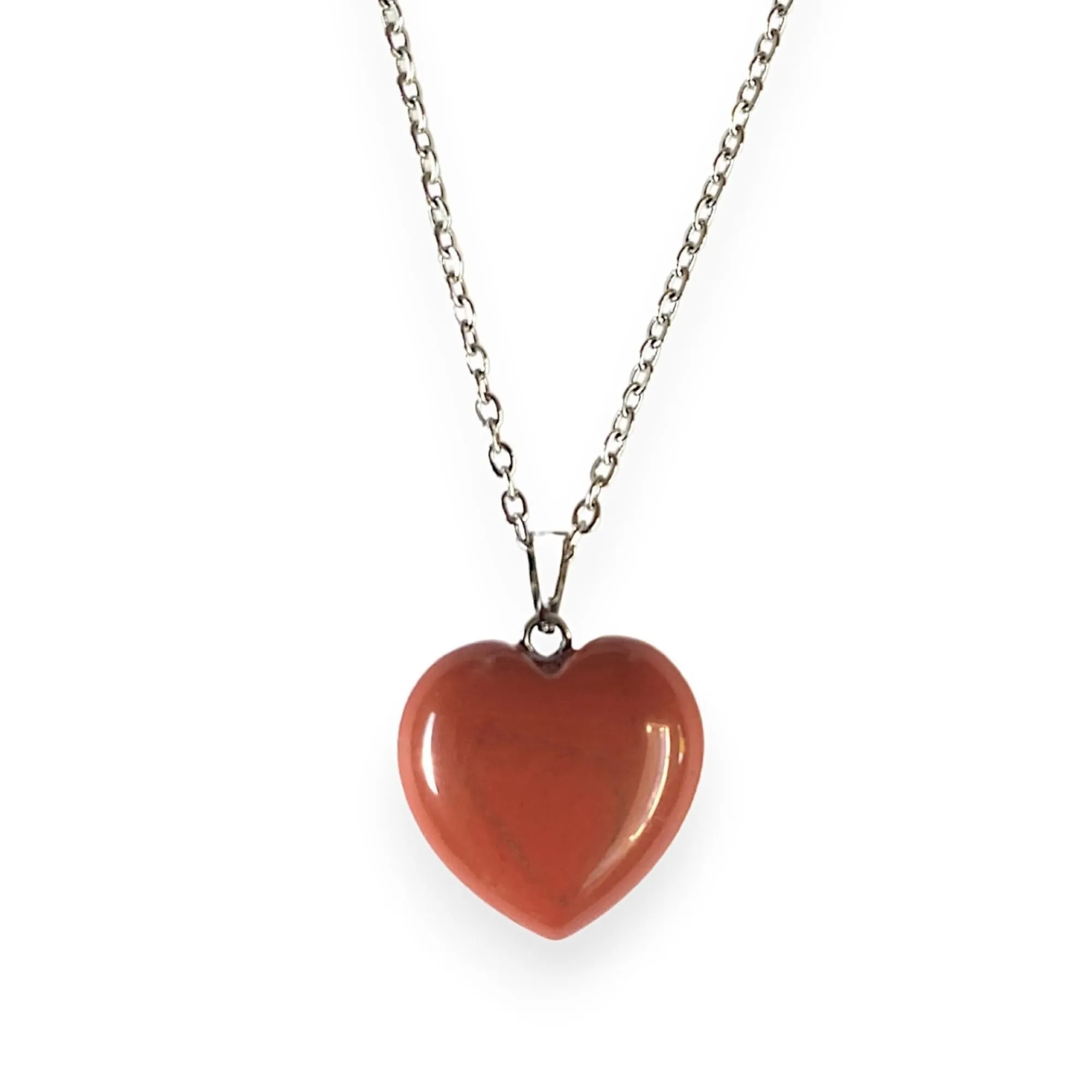 Collana con Ciondolo a Cuore in Diaspro Rosso - Amuleto di Protezione e Forza