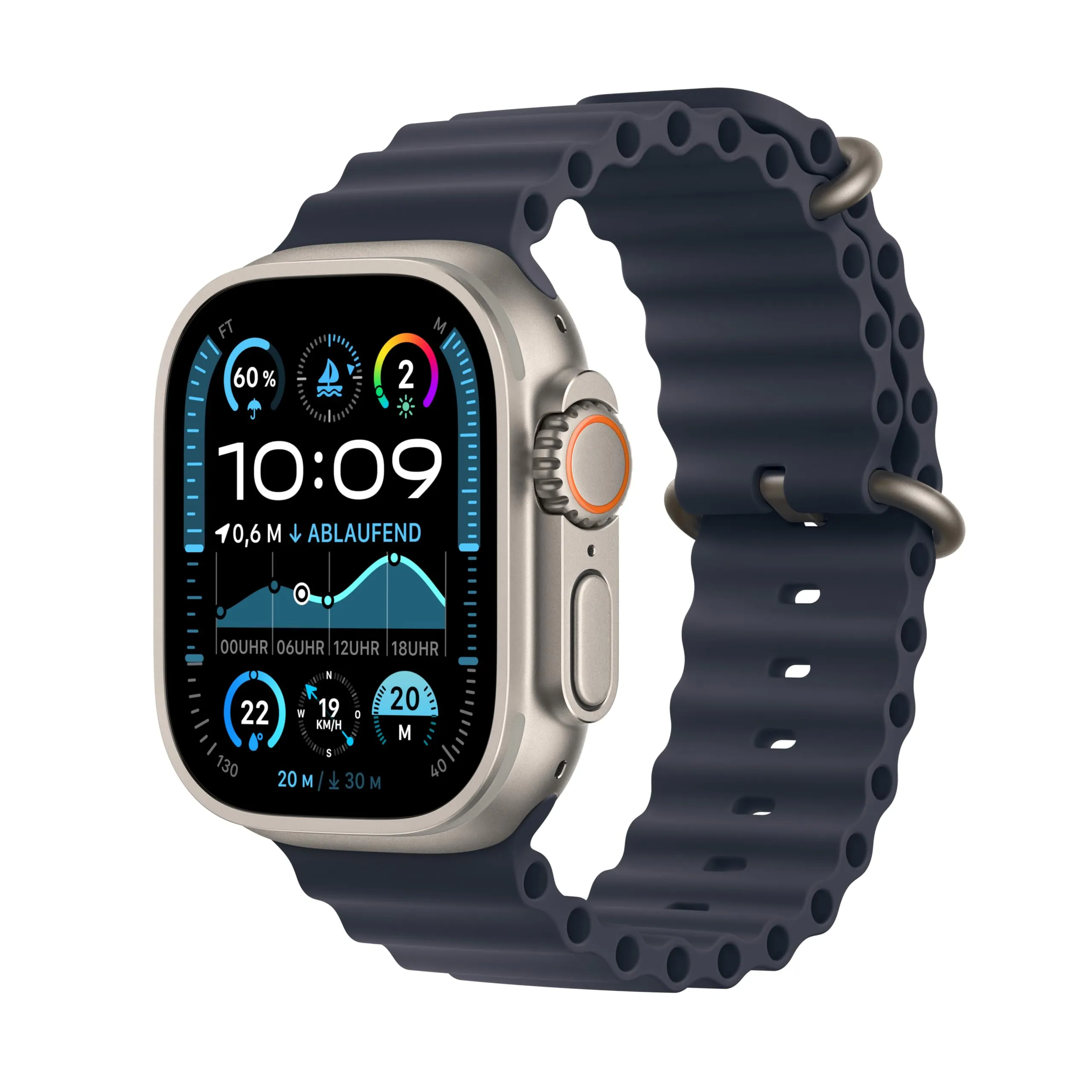 Apple Watch Ultra 2 (GPS + Cellular) 49mm Titanio Naturale con Ocean Band Blu