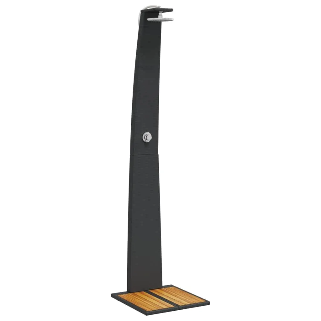 vidaXL Doccia da Esterno Nera in Polyrattan e Legno Acacia
