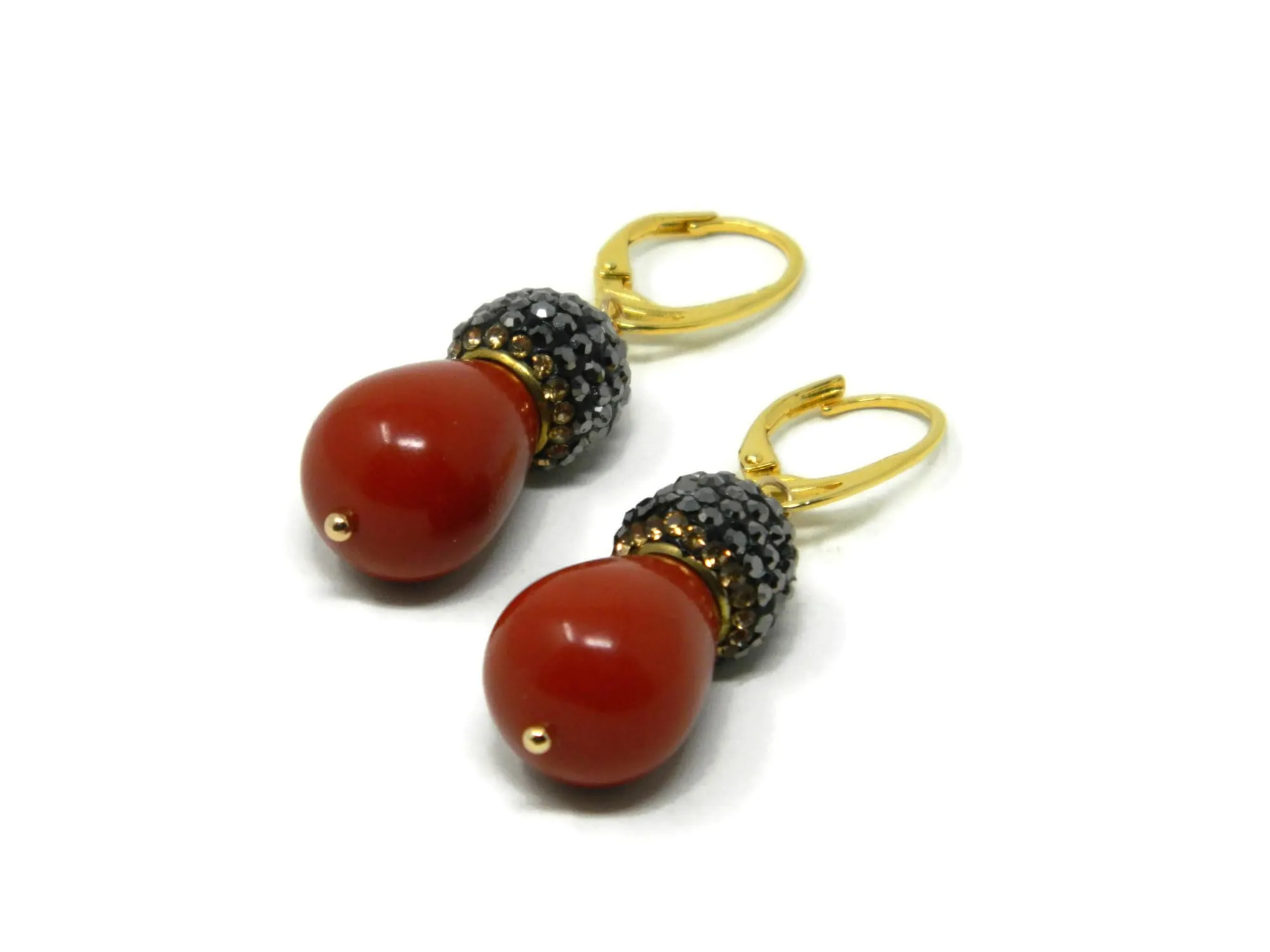 Orecchini Pendenti DodiGioielli Corallo Rosso e Marcasite Oro