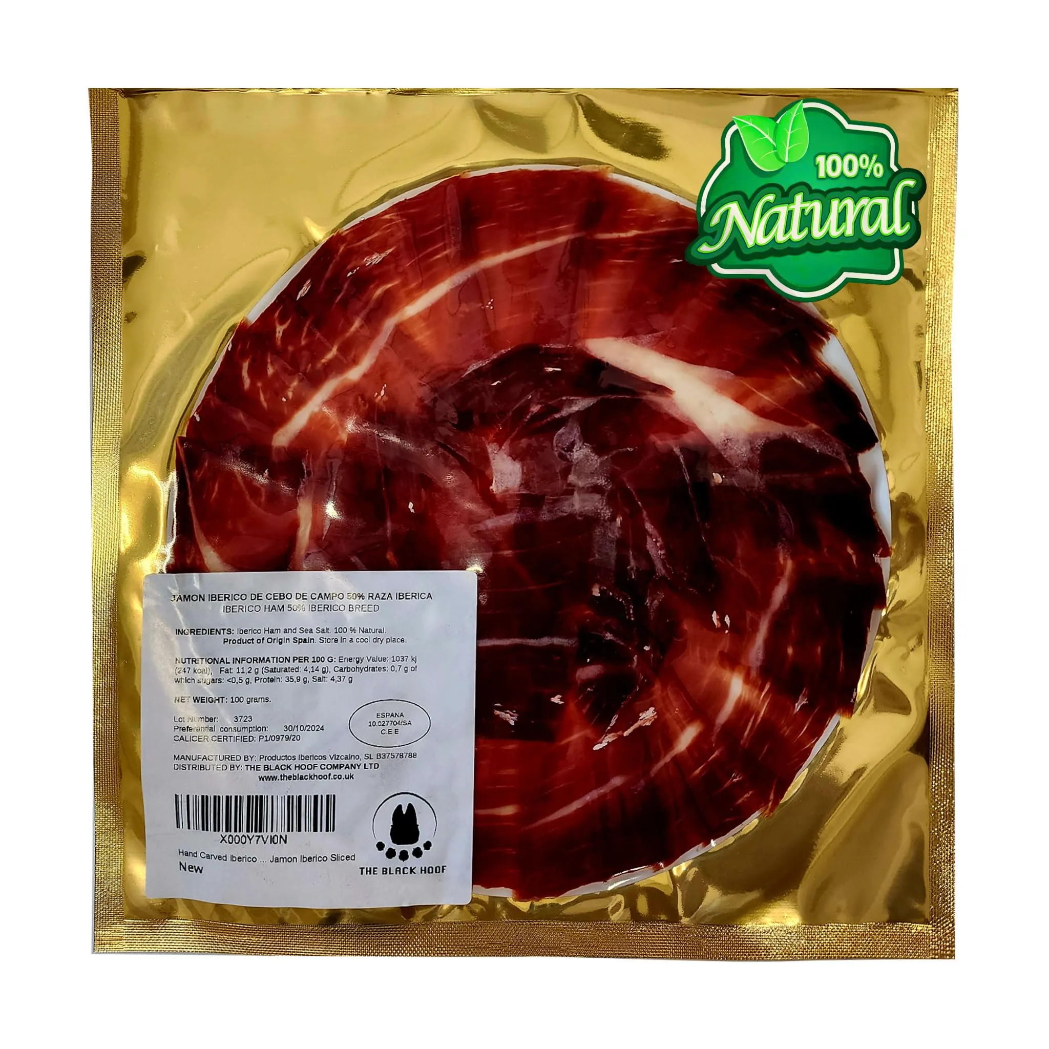 Prosciutto Iberico Pata Negra Affettato a Mano 100% Naturale - 100g