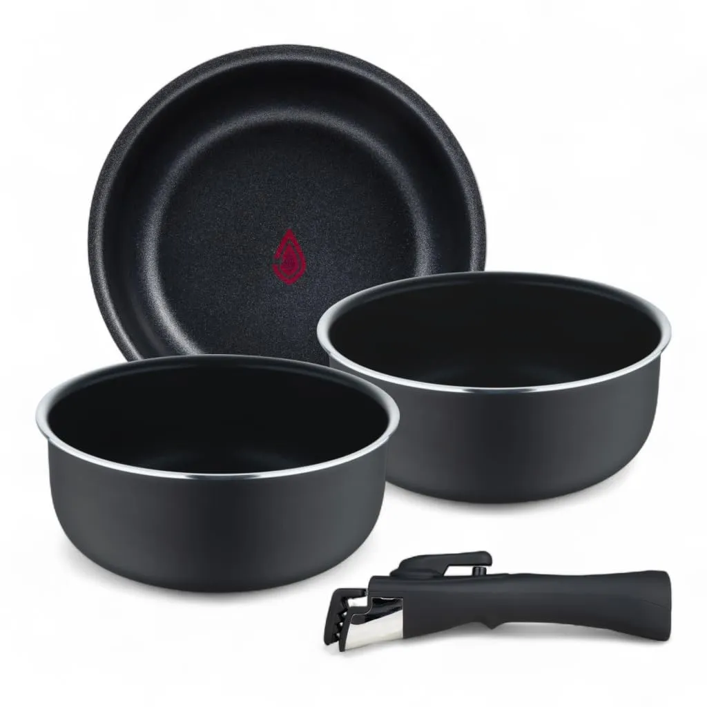 Bergner Set 4 Pezzi Casseruola in Alluminio Antracite con Manico Staccabile