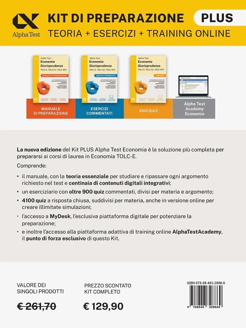 Alpha Test Plus Economia TOLC-E - Kit di Preparazione Plus