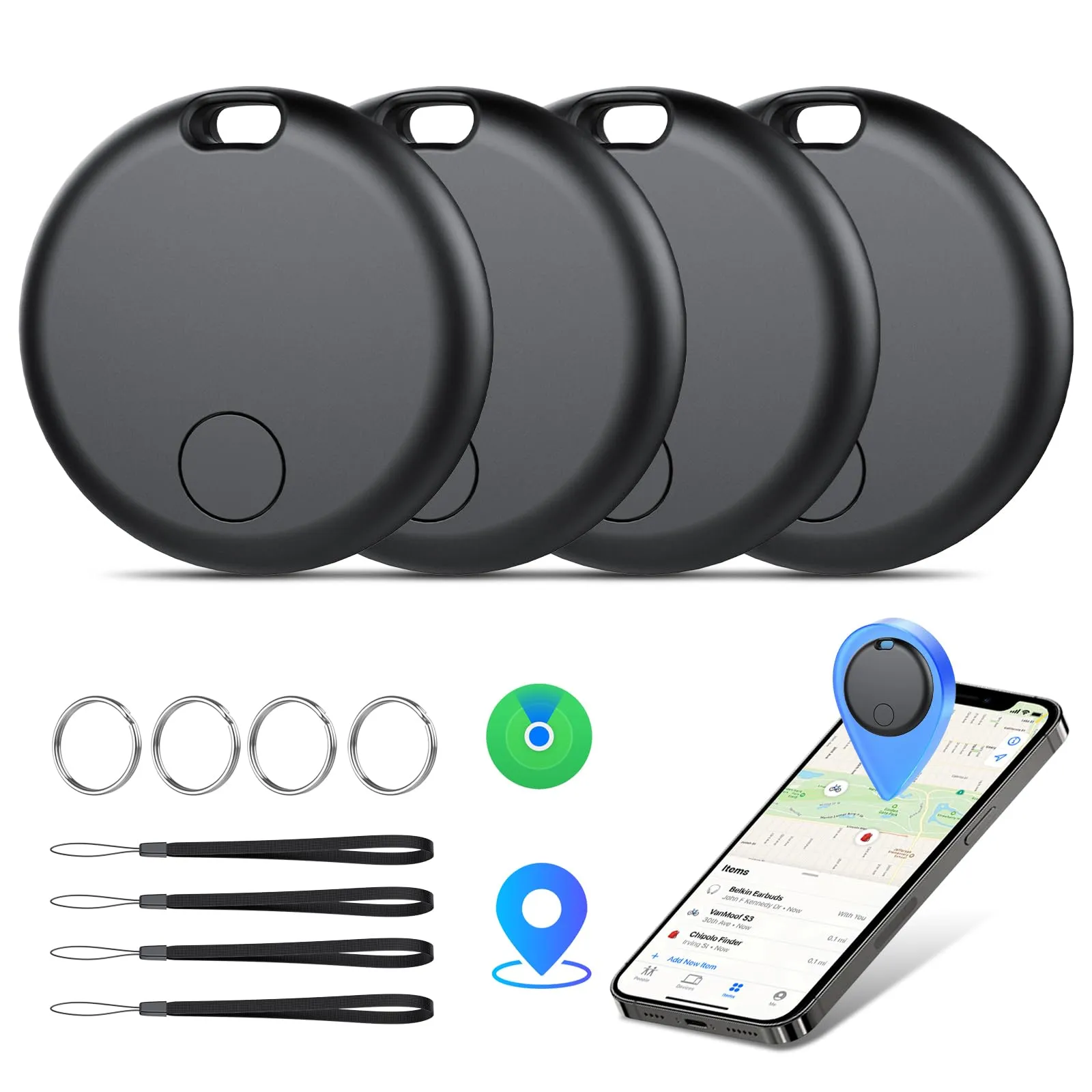 Air Tracker Tags - Set da 4 Localizzatori Bluetooth Compatibili con Apple Find My