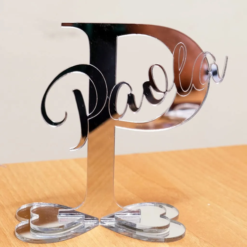 Scritta Personalizzata in Plexiglass Specchiato con Iniziale e Nome - Decorazione Made in Italy