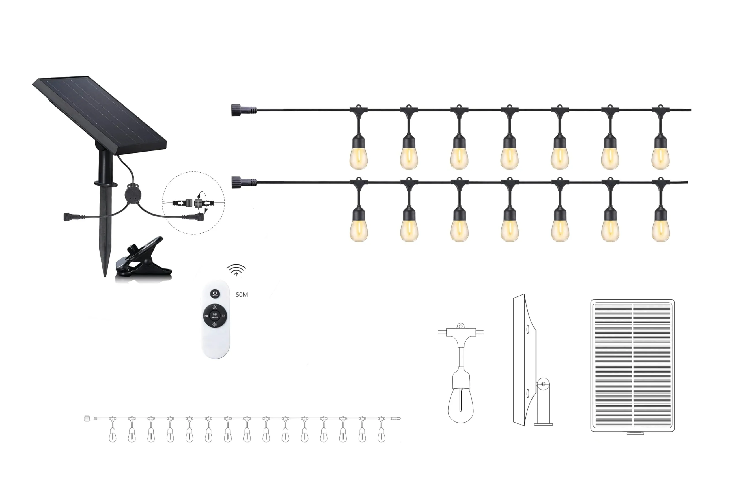 Majestic ELODIE 30 - Catena Luminosa LED Solare/Alimentatore con Telecomando